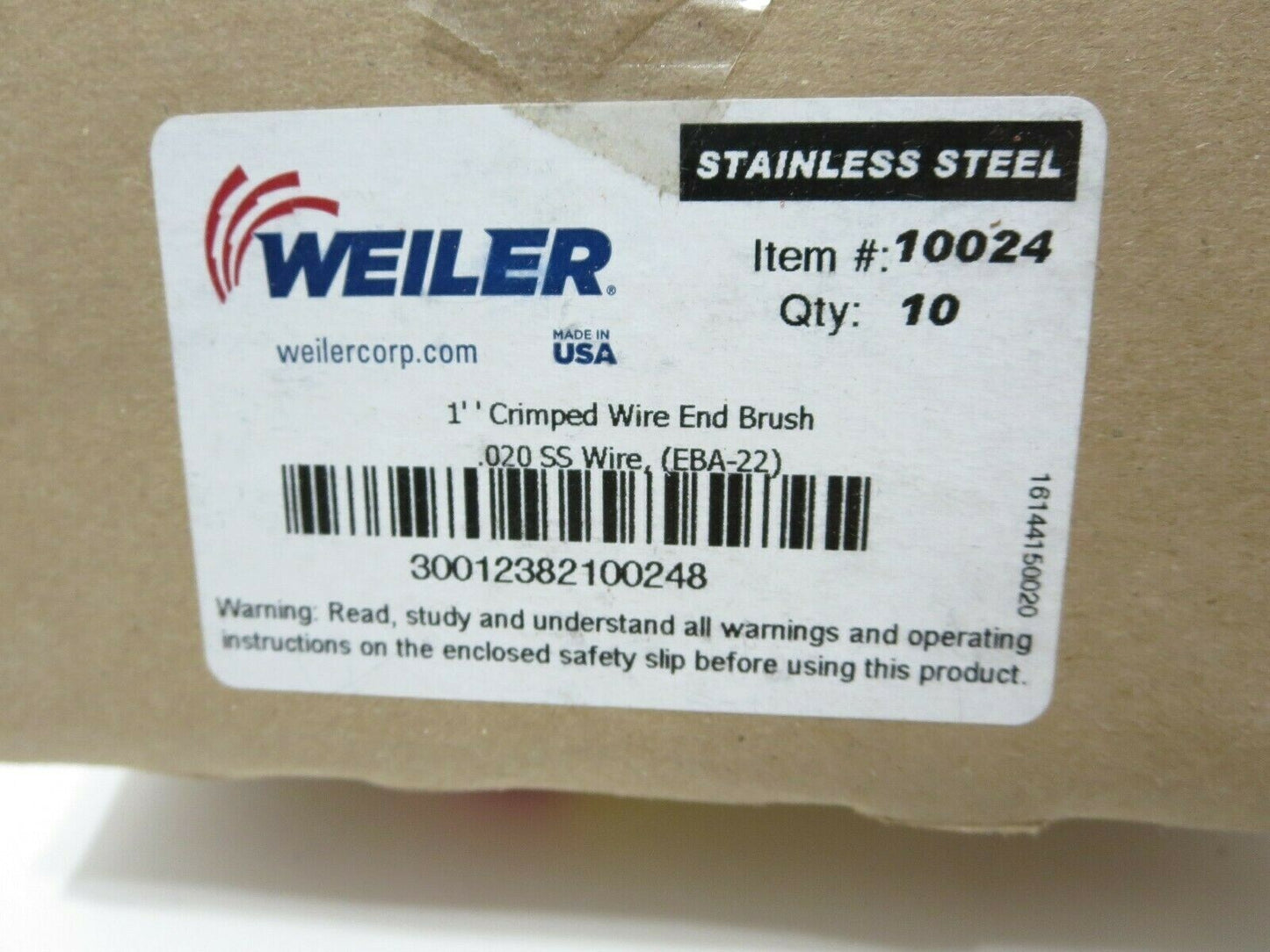 WEILER 10024 1" .020 Stainless Crimped Wire End Brush BOX OF 10 - Made in USA