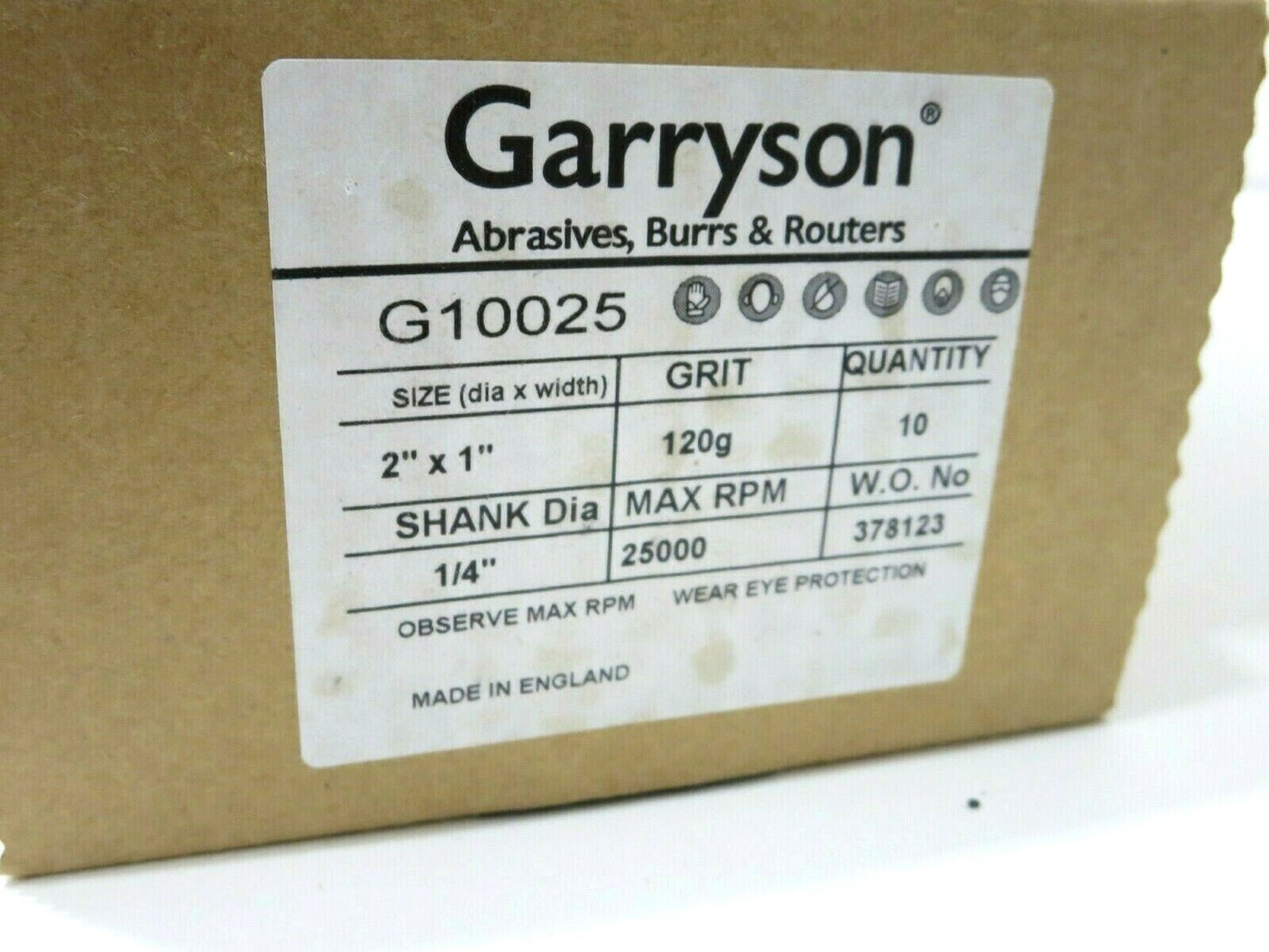 Garryson G10025 2 x 1 Premium Flap Wheel 120 Grit BOX of 10 Premium England Made