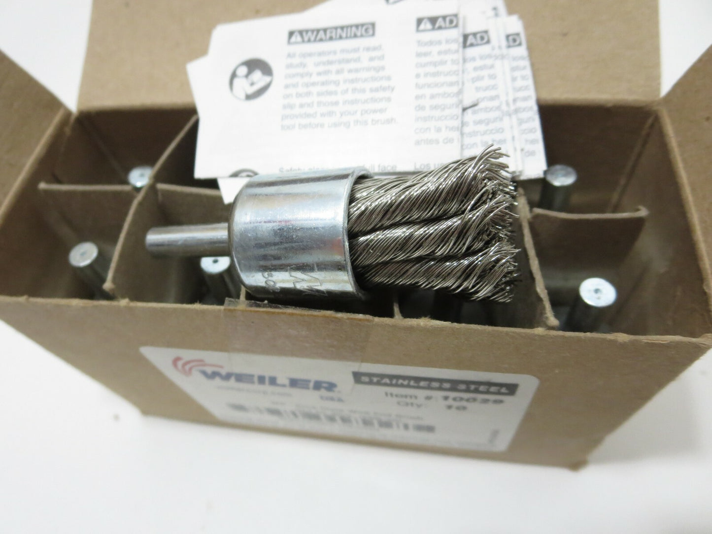 WEILER 10029 3/4" .014 SS Knot Wire End Brush 10-PACK 3/4 Diam. 22KRPM USA
