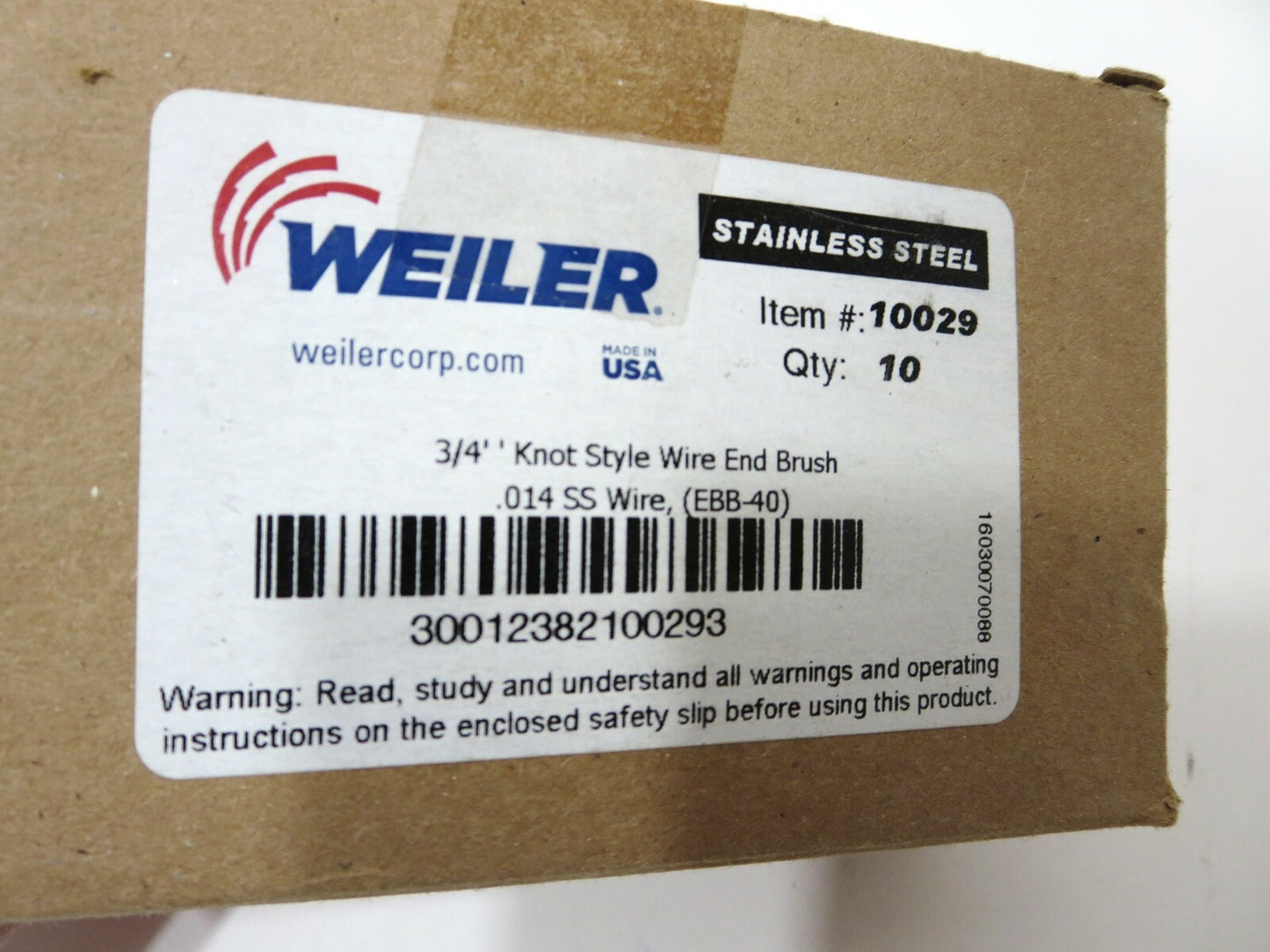 WEILER 10029 3/4" .014 SS Knot Wire End Brush 10-PACK 3/4 Diam. 22KRPM USA