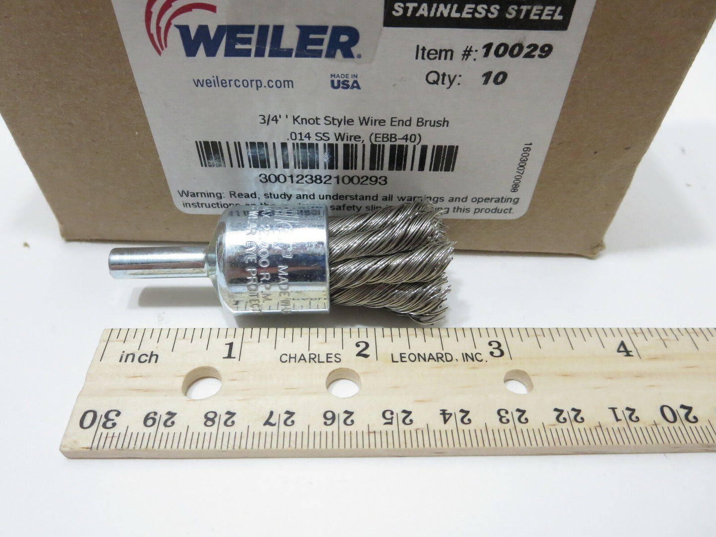 WEILER 10029 3/4" .014 SS Knot Wire End Brush 10-PACK 3/4 Diam. 22KRPM USA