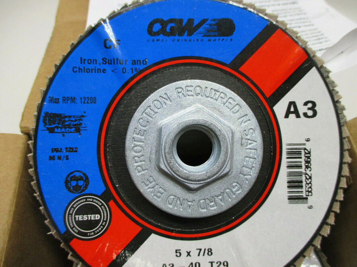 BOX OF 10 CGW 39602 5" x 7/8 Aluminum Oxide 40 Grit A3 Type 29 Flap Discs USA