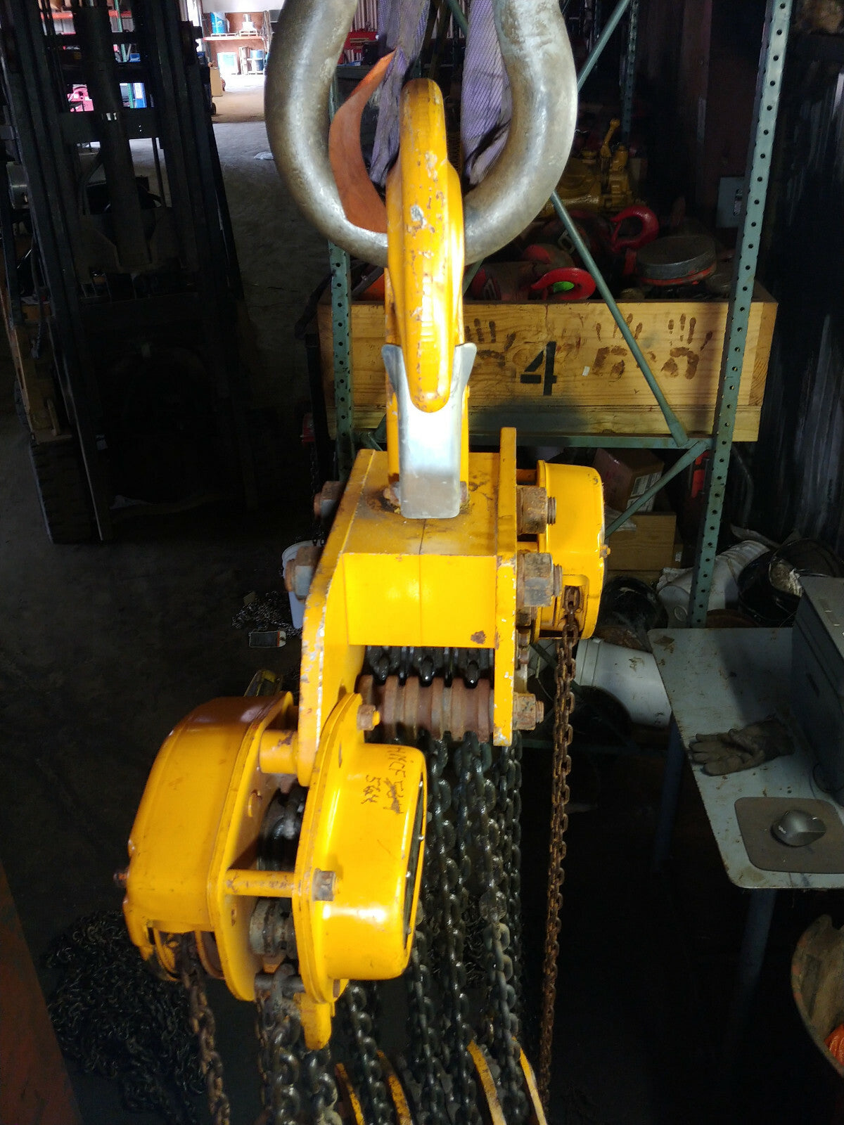 1 ea. Harrington CB200-20 20-Ton Chain Hoist with 20' Lift W/ Load Cert