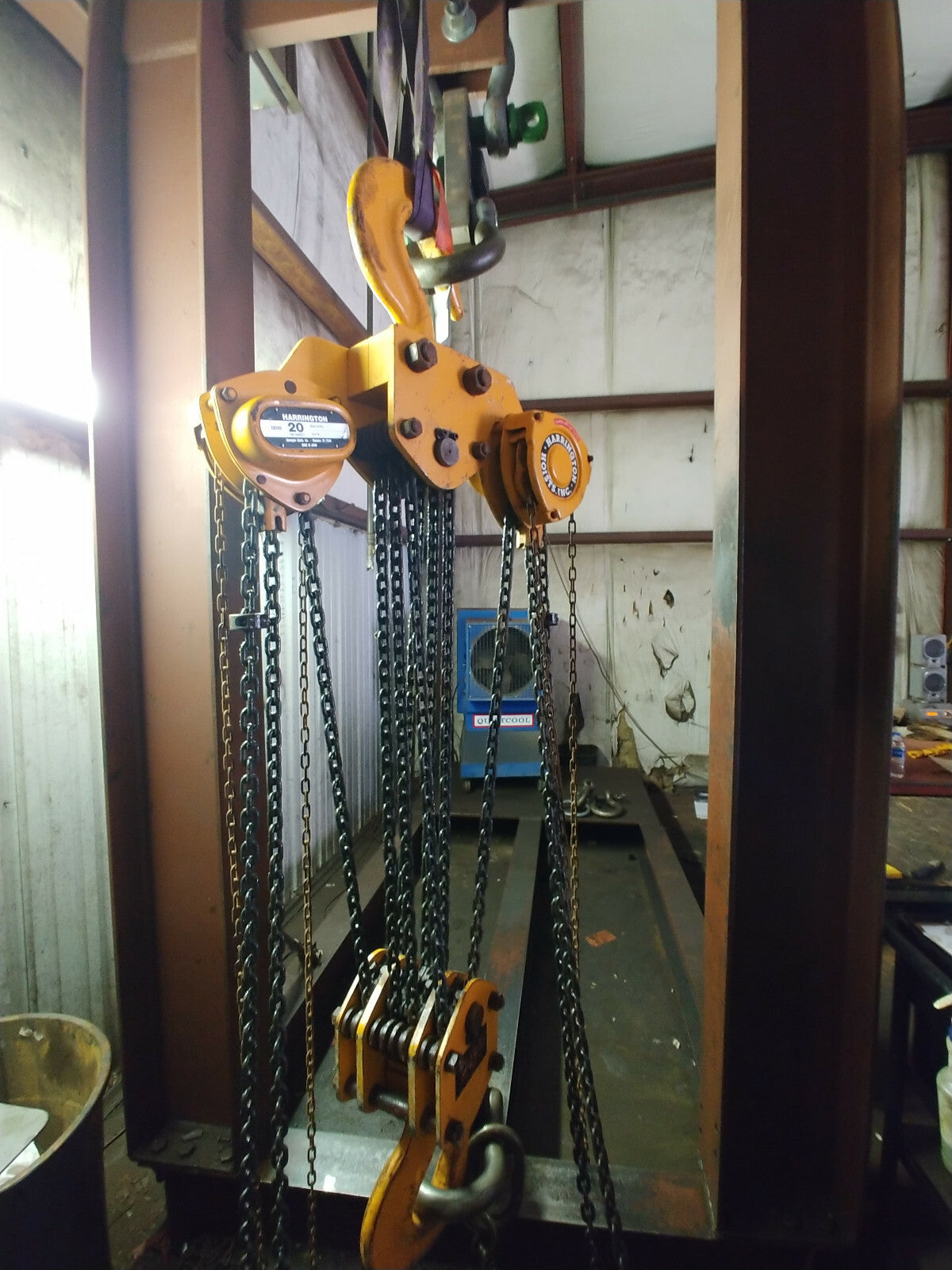 1 ea. Harrington CB200-20 20-Ton Chain Hoist with 20' Lift W/ Load Cert