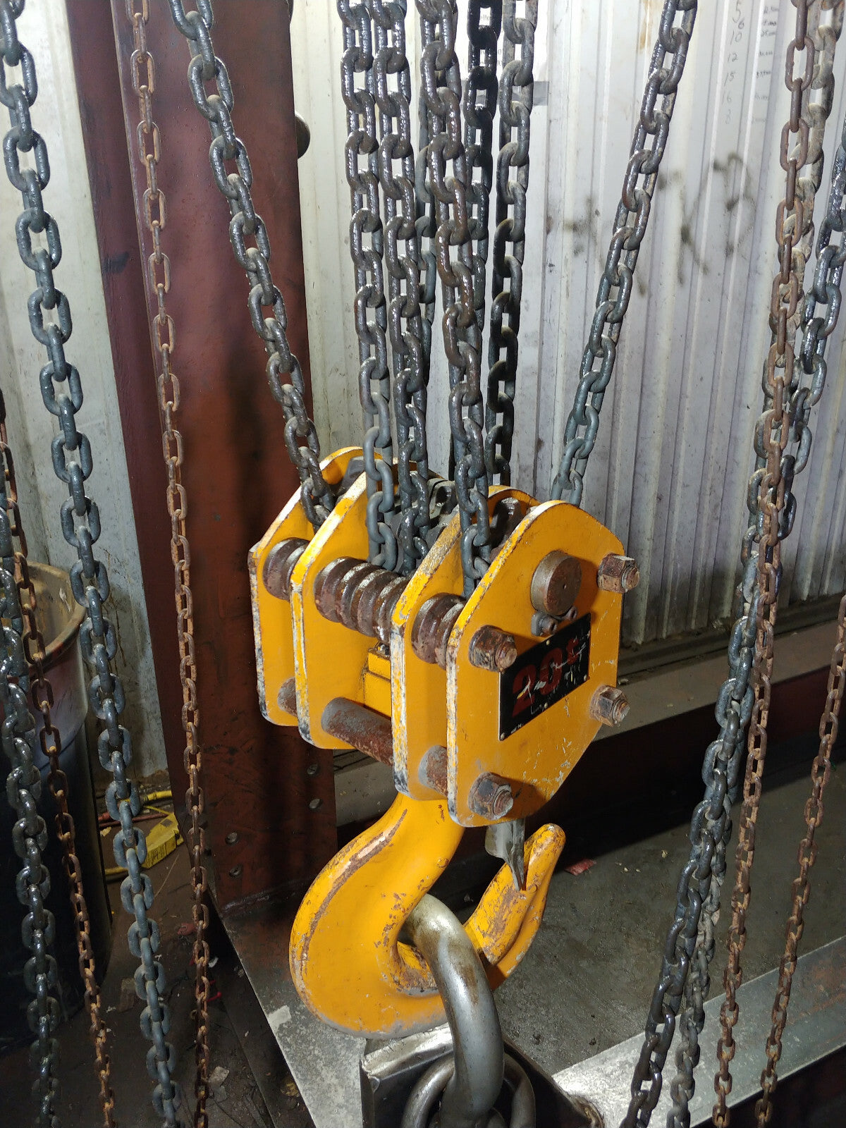 1 ea. Harrington CB200-20 20-Ton Chain Hoist with 20' Lift W/ Load Cert