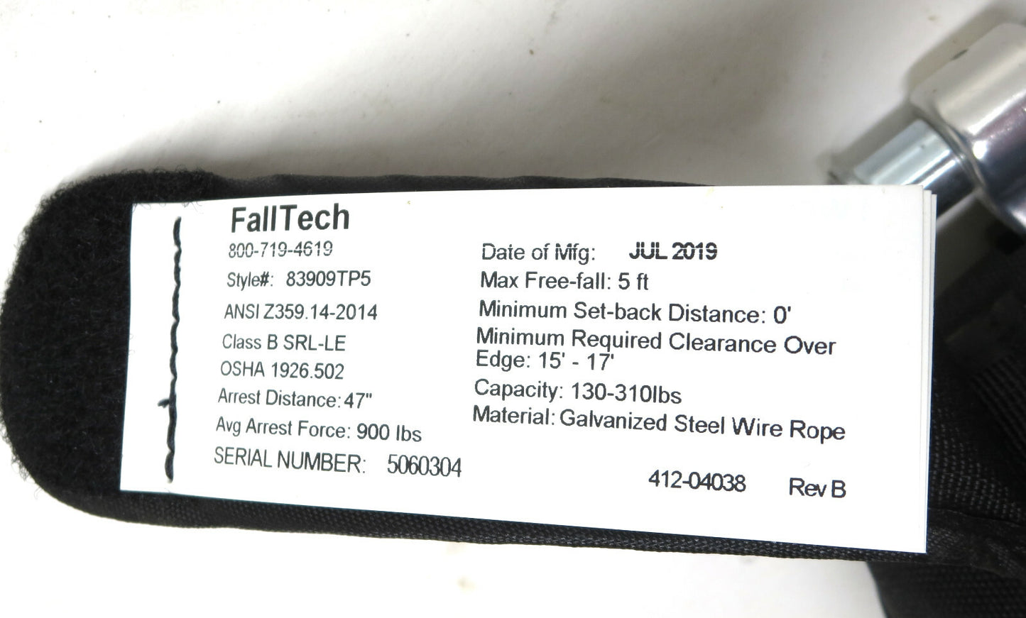 FallTech 83909TP5 DuraTech Leading Edge SRL Two Leg 2019 MINT Possibly Unused!