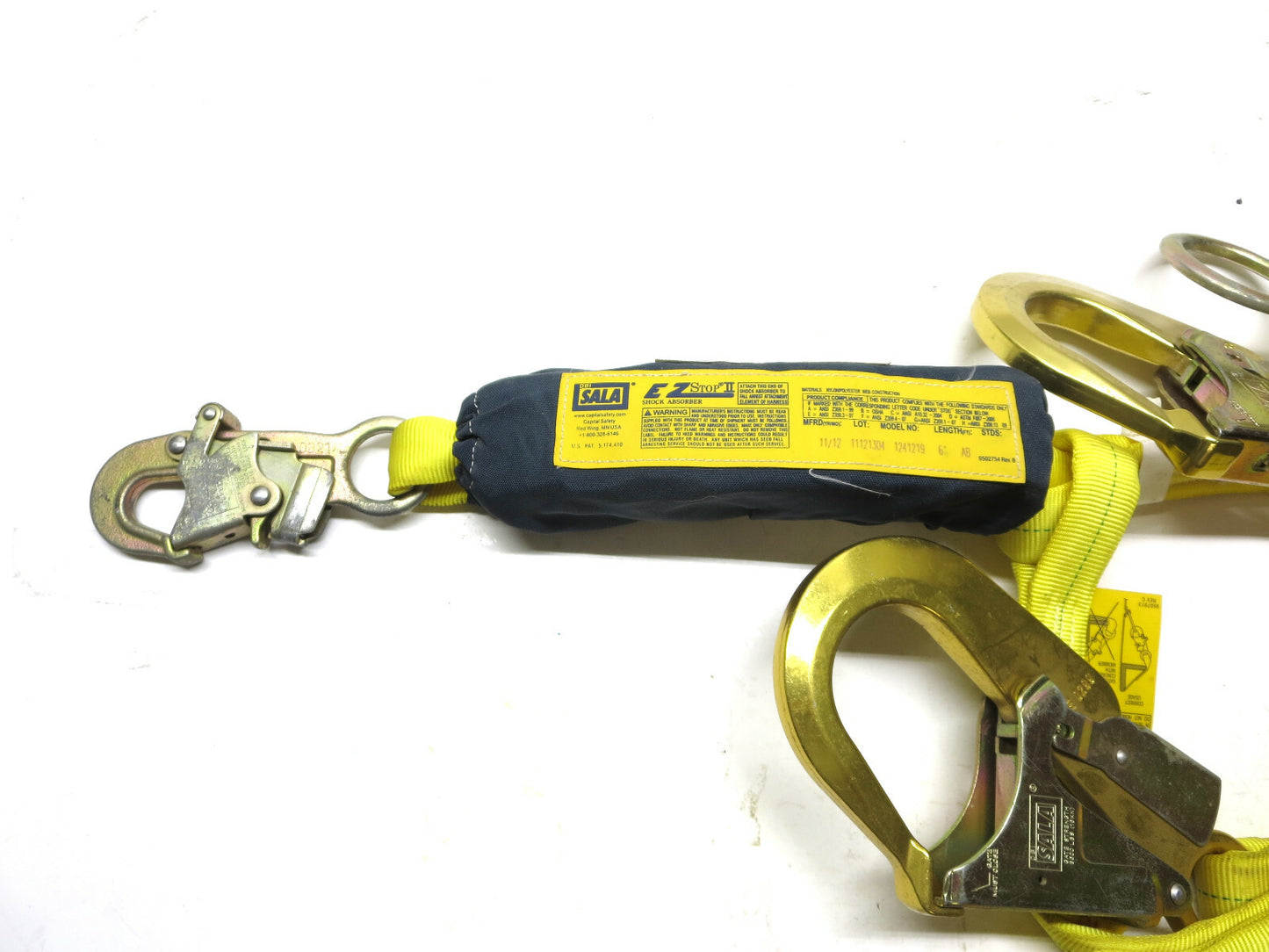 DBI-SALA EZ STOP II Twin Leg Shock Absorbing Lanyard 1241219 Aluminum Hooks