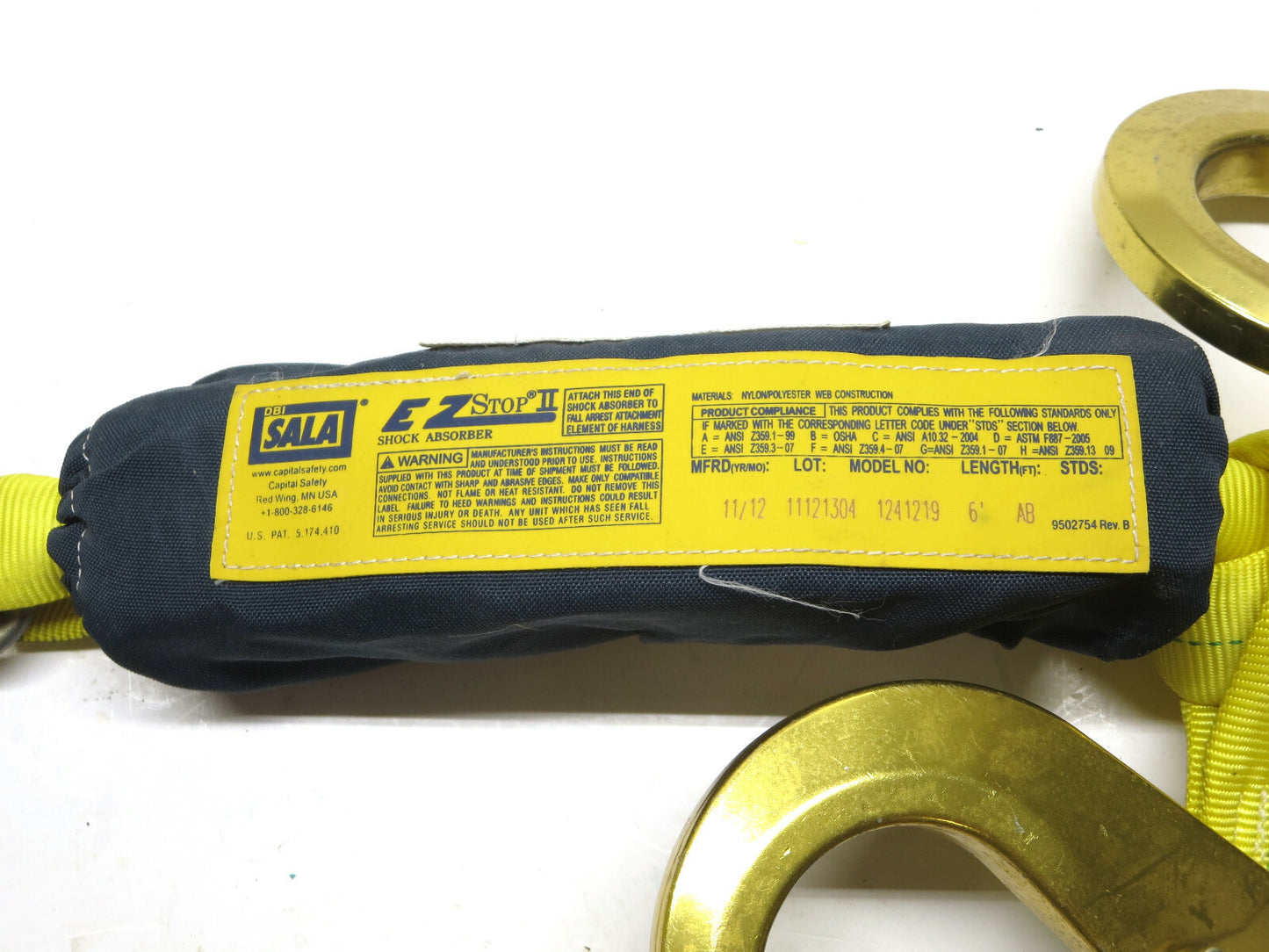 DBI-SALA EZ STOP II Twin Leg Shock Absorbing Lanyard 1241219 Aluminum Hooks