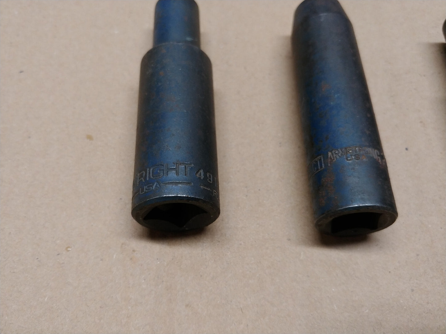 Armstrong & Wright 1/2" Dr. Deep Impact Sockets 4 pc 3-8, 7/16, 1/2 & 1 1/16 USA
