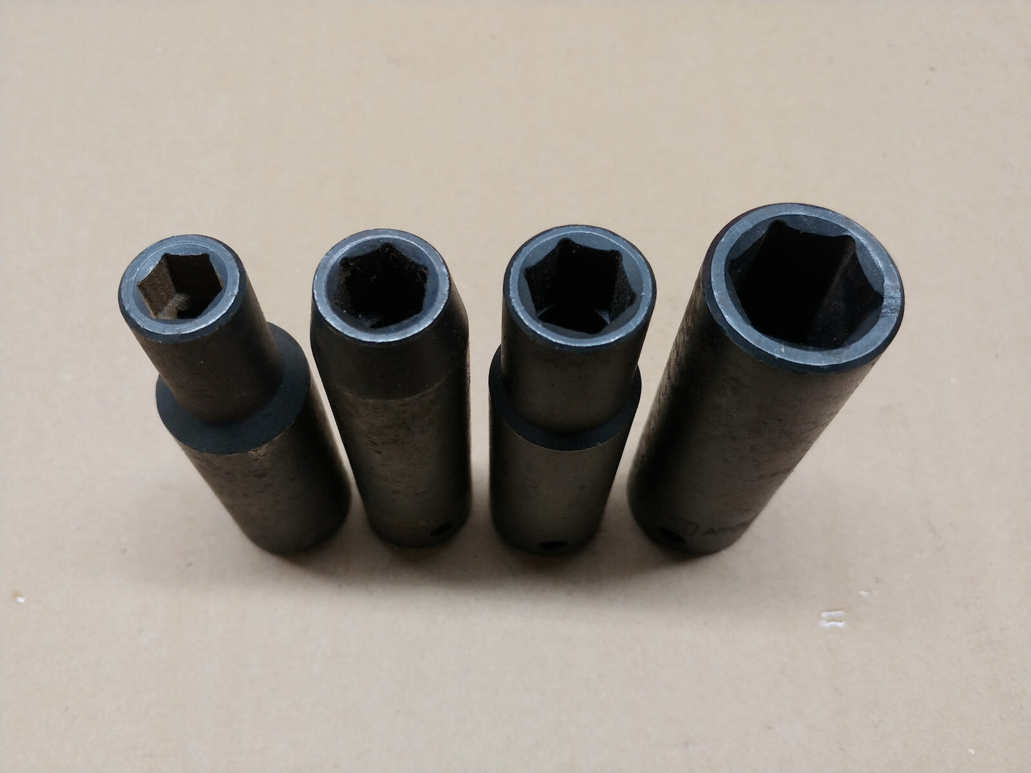 Armstrong & Wright 1/2" Dr. Deep Impact Sockets 4 pc 3-8, 7/16, 1/2 & 1 1/16 USA