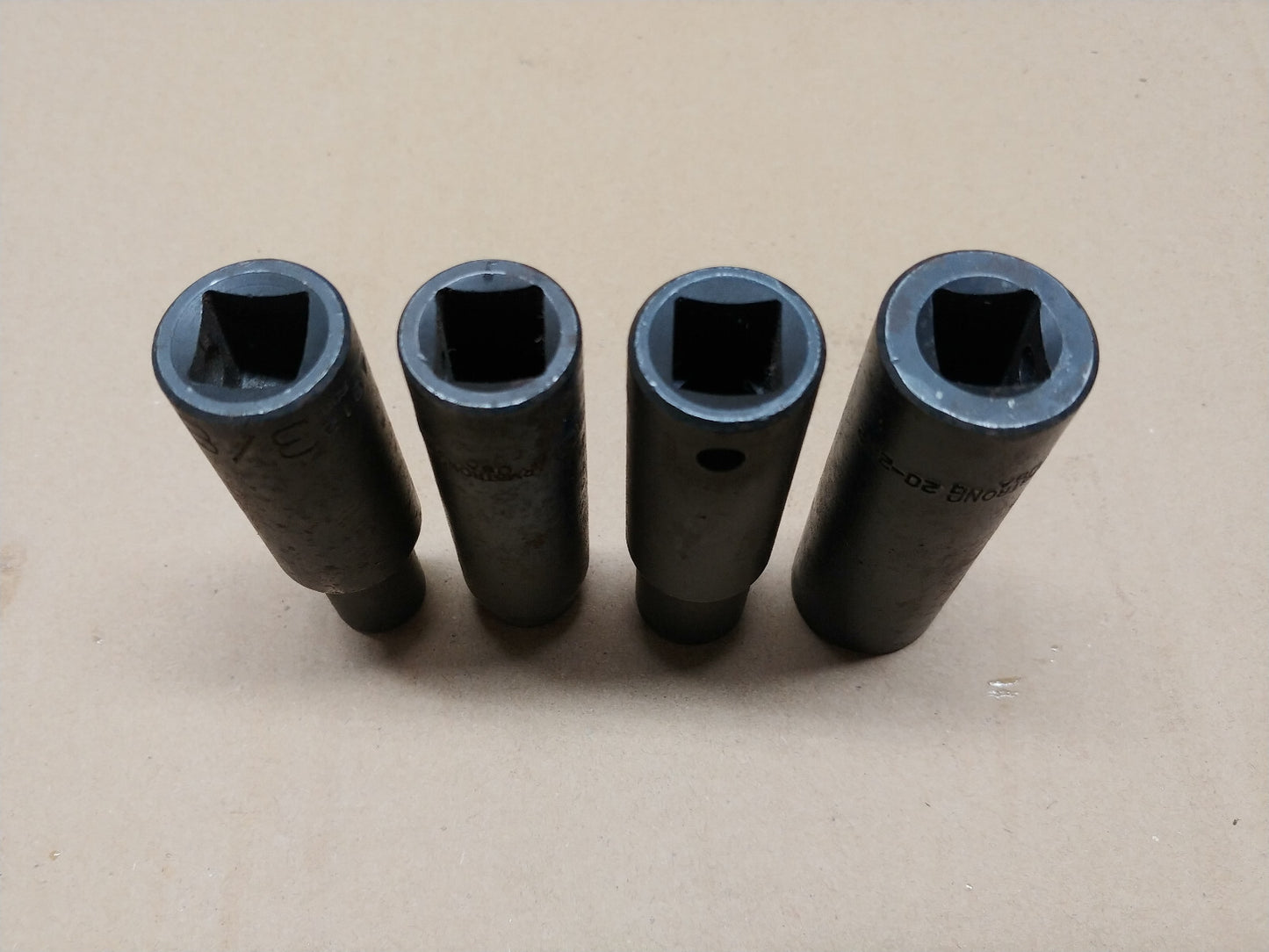 Armstrong & Wright 1/2" Dr. Deep Impact Sockets 4 pc 3-8, 7/16, 1/2 & 1 1/16 USA