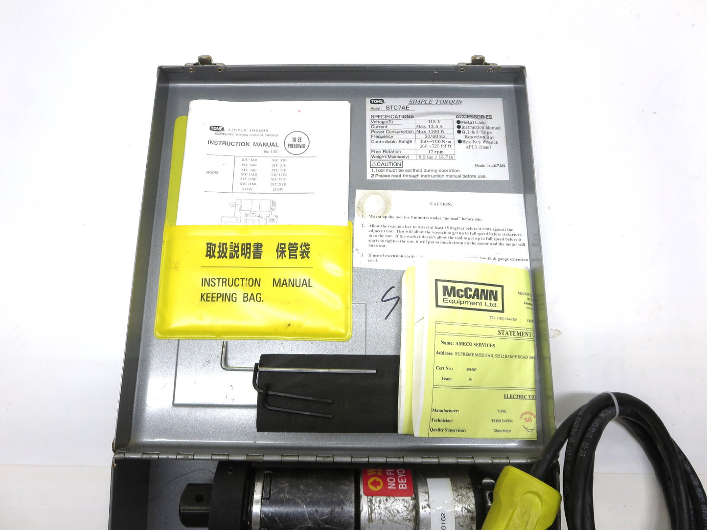 TONE STC7AE STC 1 in. Drive Torque Control Wrench 115v Electric Torque Tested
