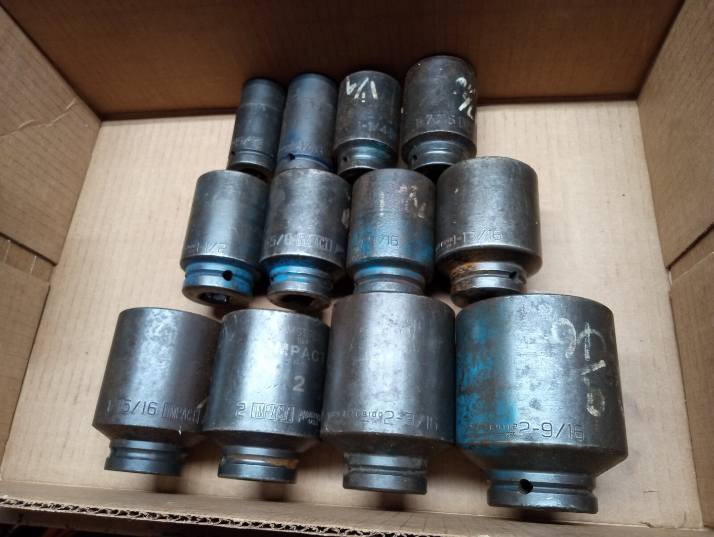 Armstrong & Wright 15/16 To 2-5/16 Deep Impact Socket Set of 12 pcs 3/4 Dr. USA