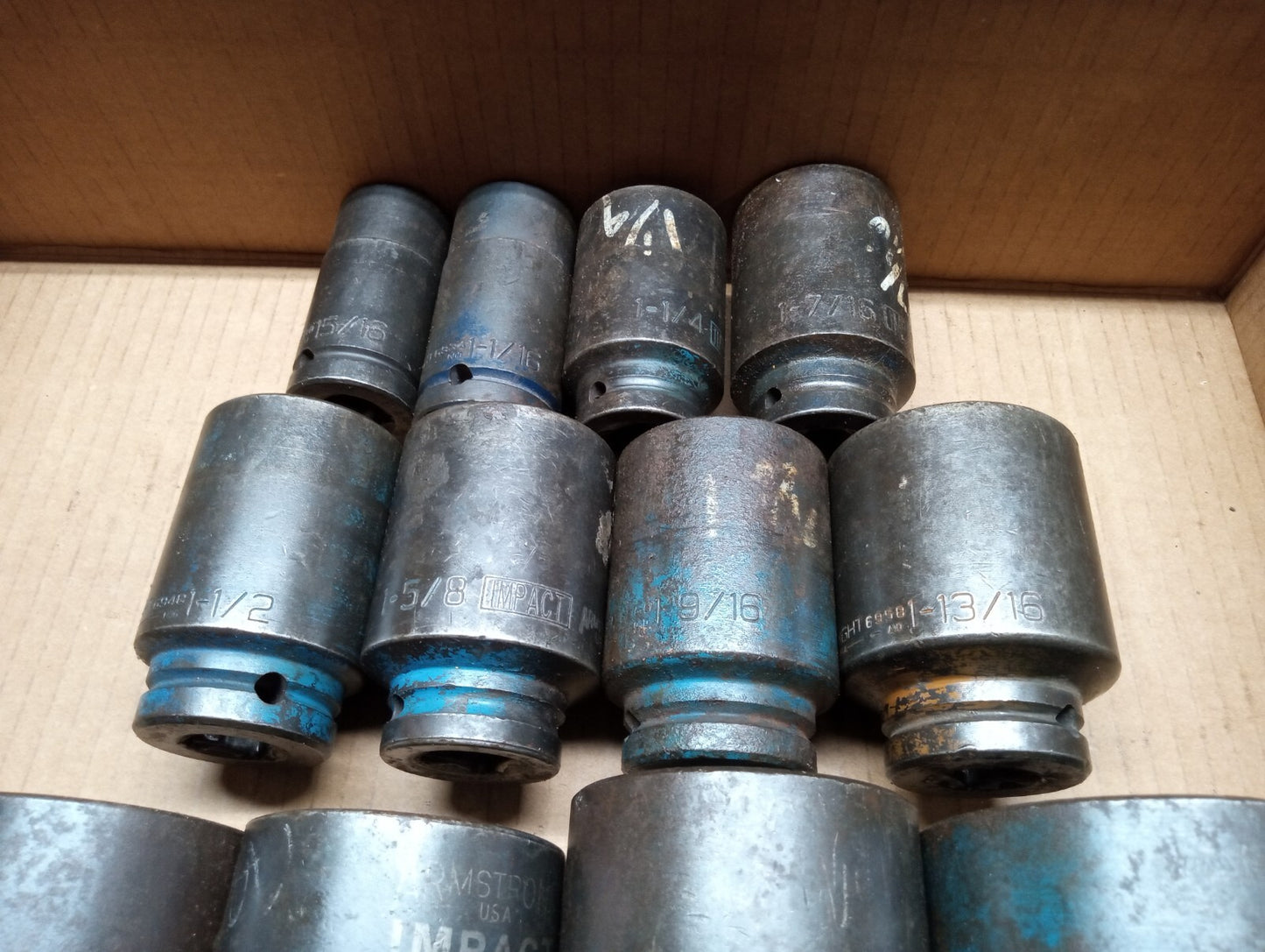 Armstrong & Wright 15/16 To 2-5/16 Deep Impact Socket Set of 12 pcs 3/4 Dr. USA