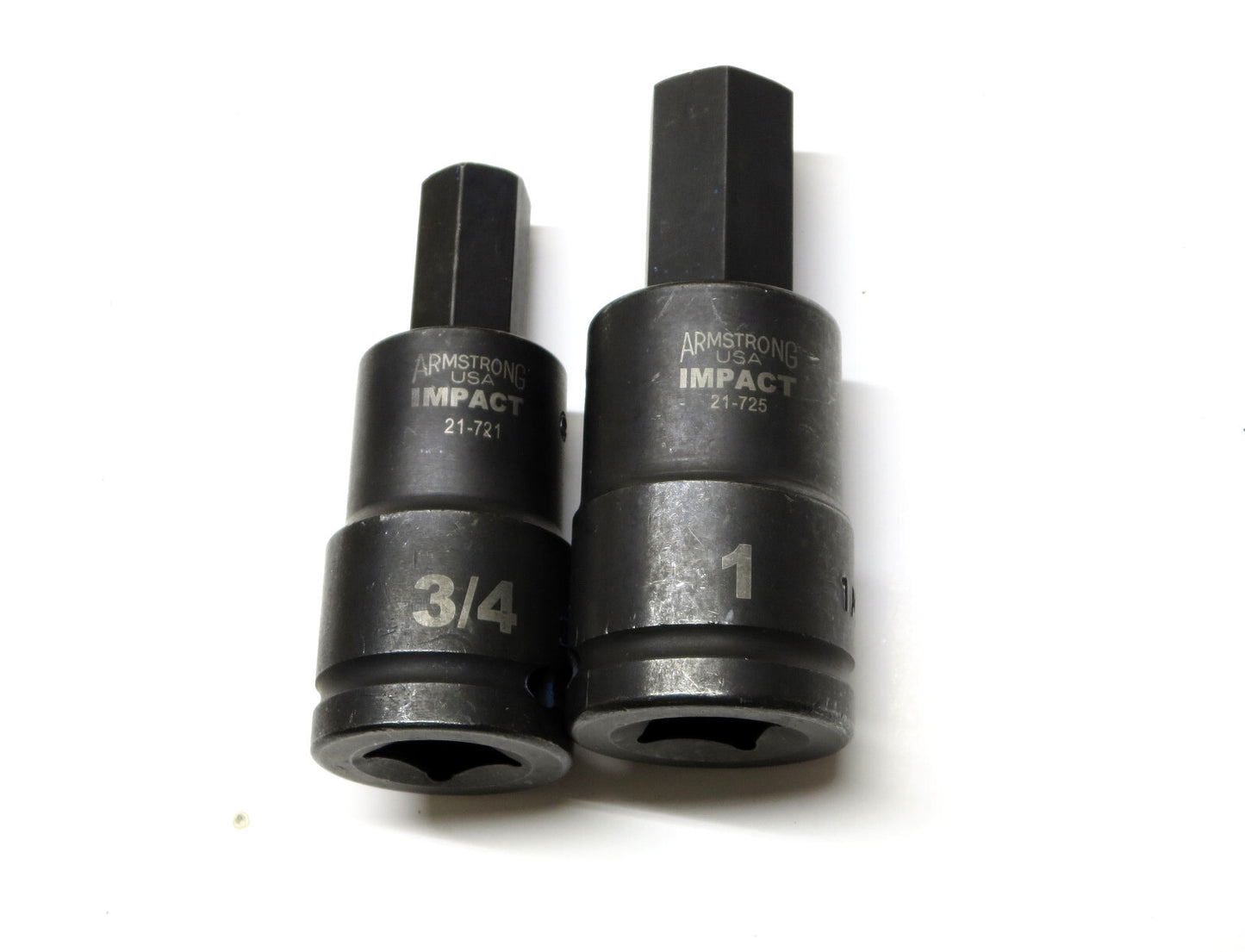 Pair of Armstrong 3/4" and 1" Hex Type Impact Sockets 3/4 Drive Made in USA