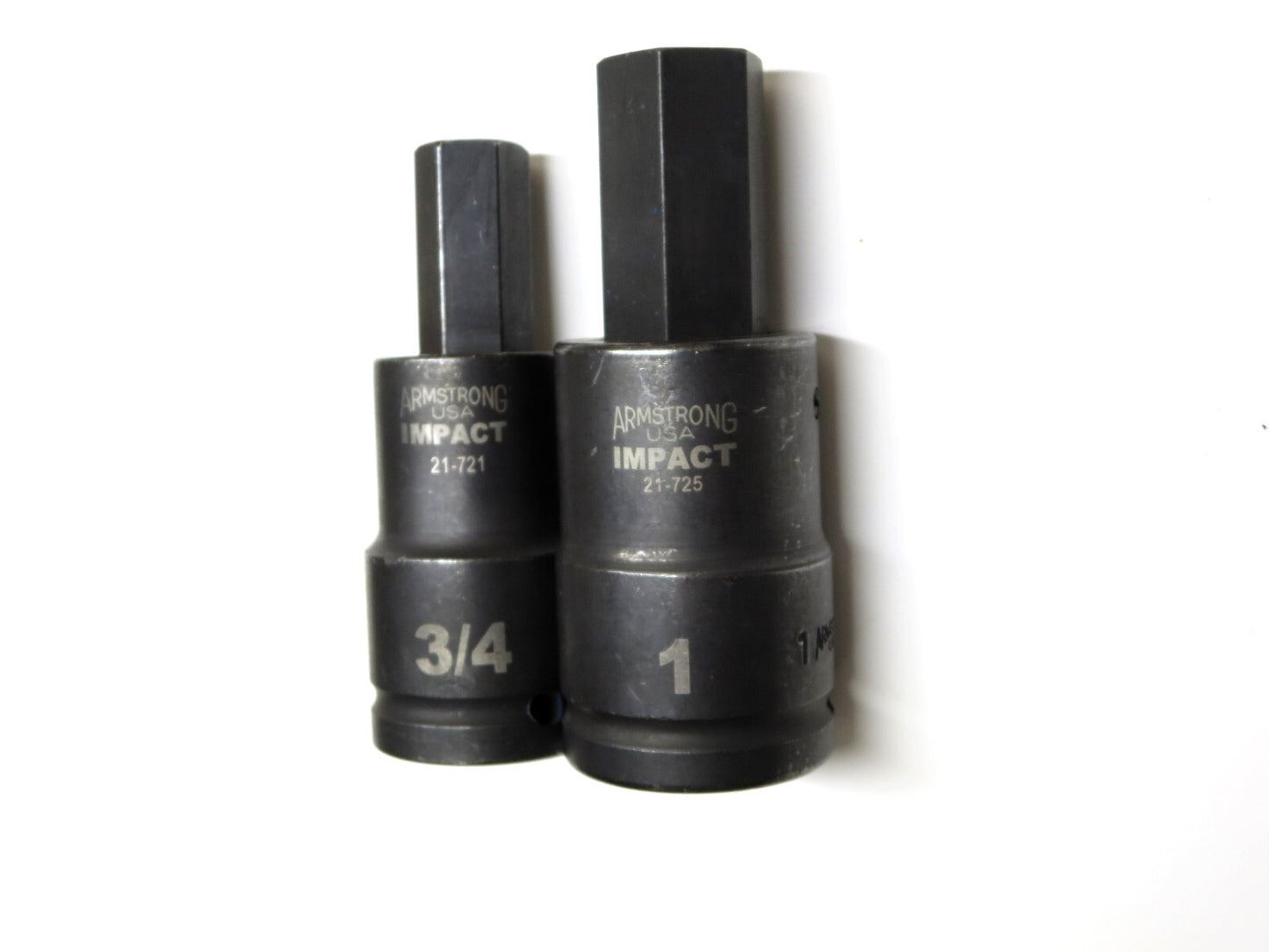 Pair of Armstrong 3/4" and 1" Hex Type Impact Sockets 3/4 Drive Made in USA