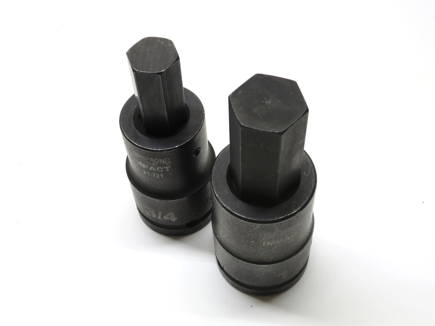 Pair of Armstrong 3/4" and 1" Hex Type Impact Sockets 3/4 Drive Made in USA