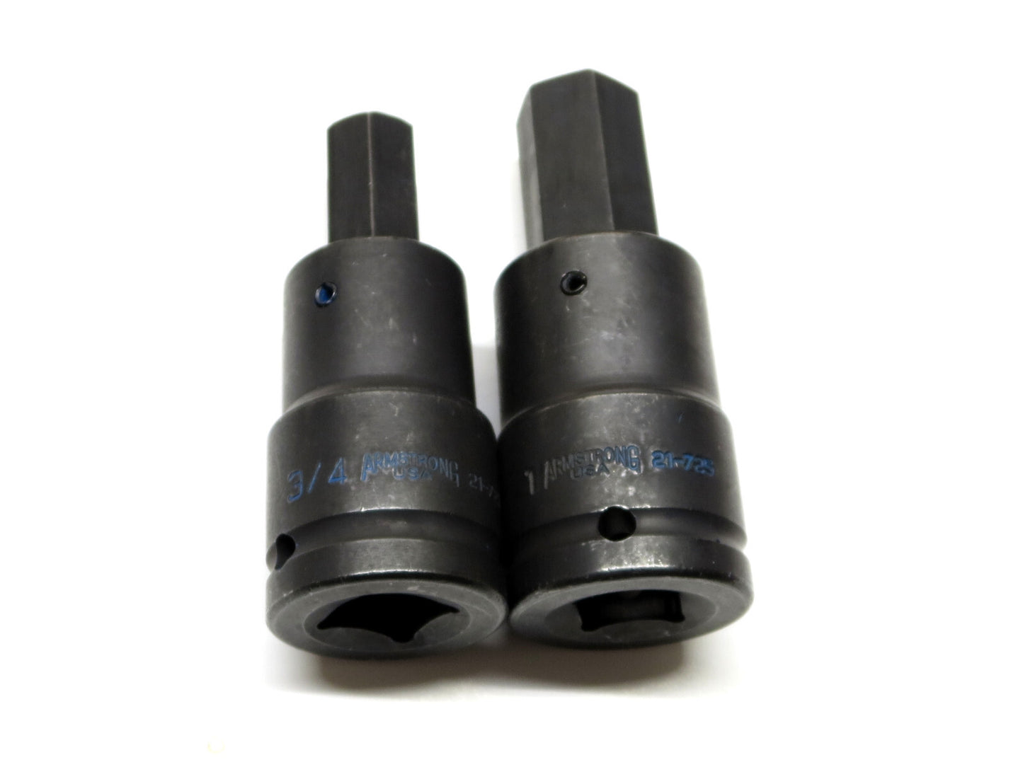 Pair of Armstrong 3/4" and 1" Hex Type Impact Sockets 3/4 Drive Made in USA
