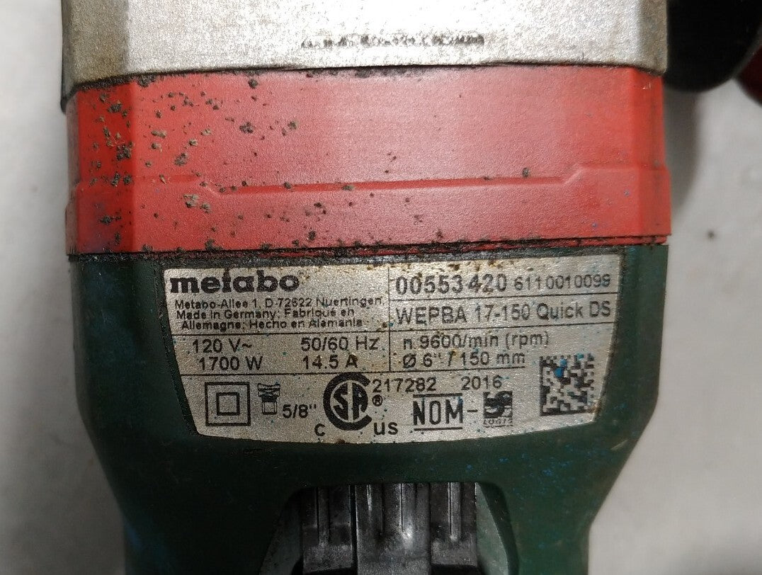 Metabo WEPBA 17-150 Quick DS 6" Electric Angle Grinder 14.5A Made in Germany