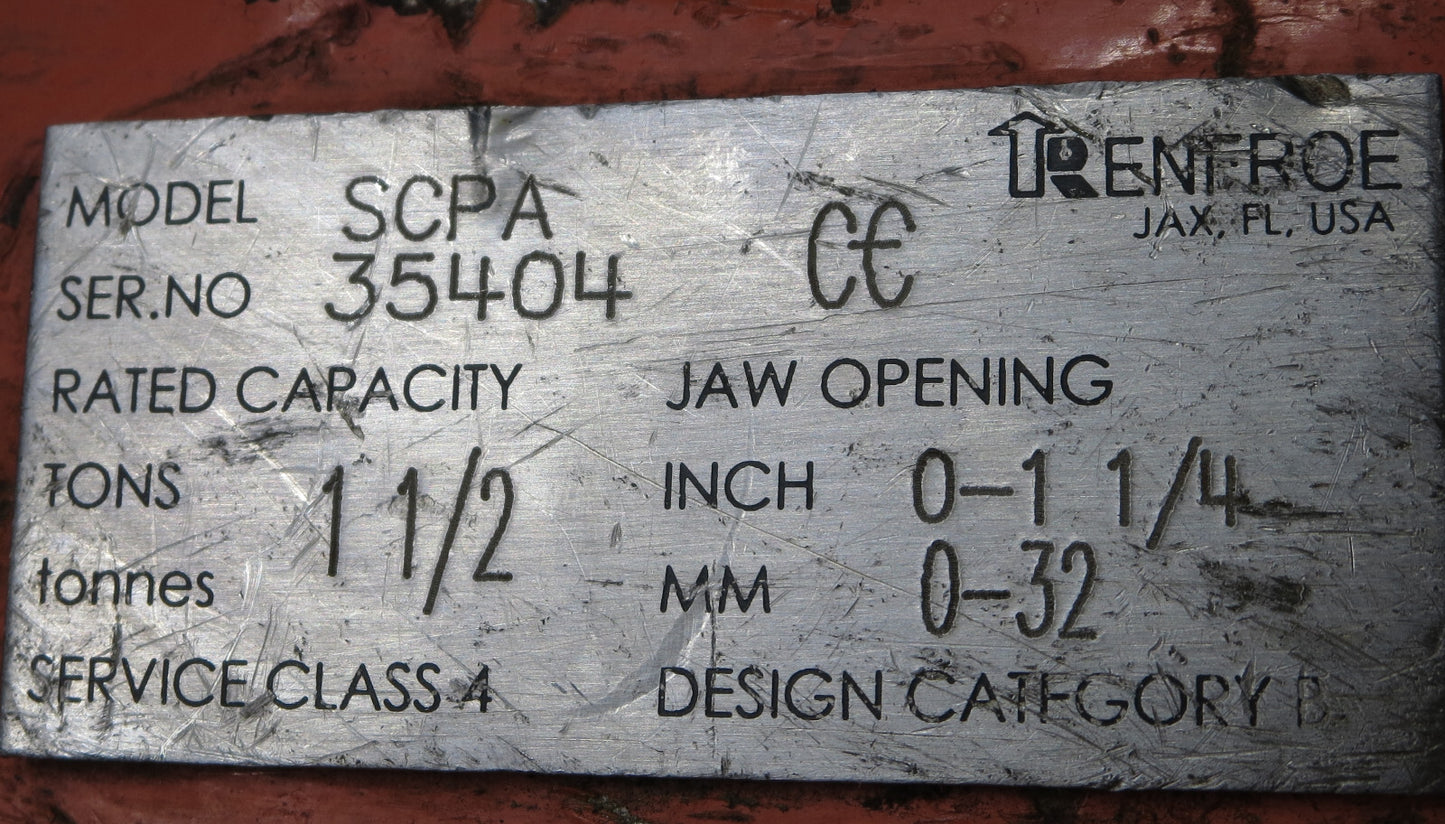 Renfroe SCPA-1.5 Plate Clamp 0 to 1-1/4 in. Jaw Opening 1-1/2 ton Made in USA