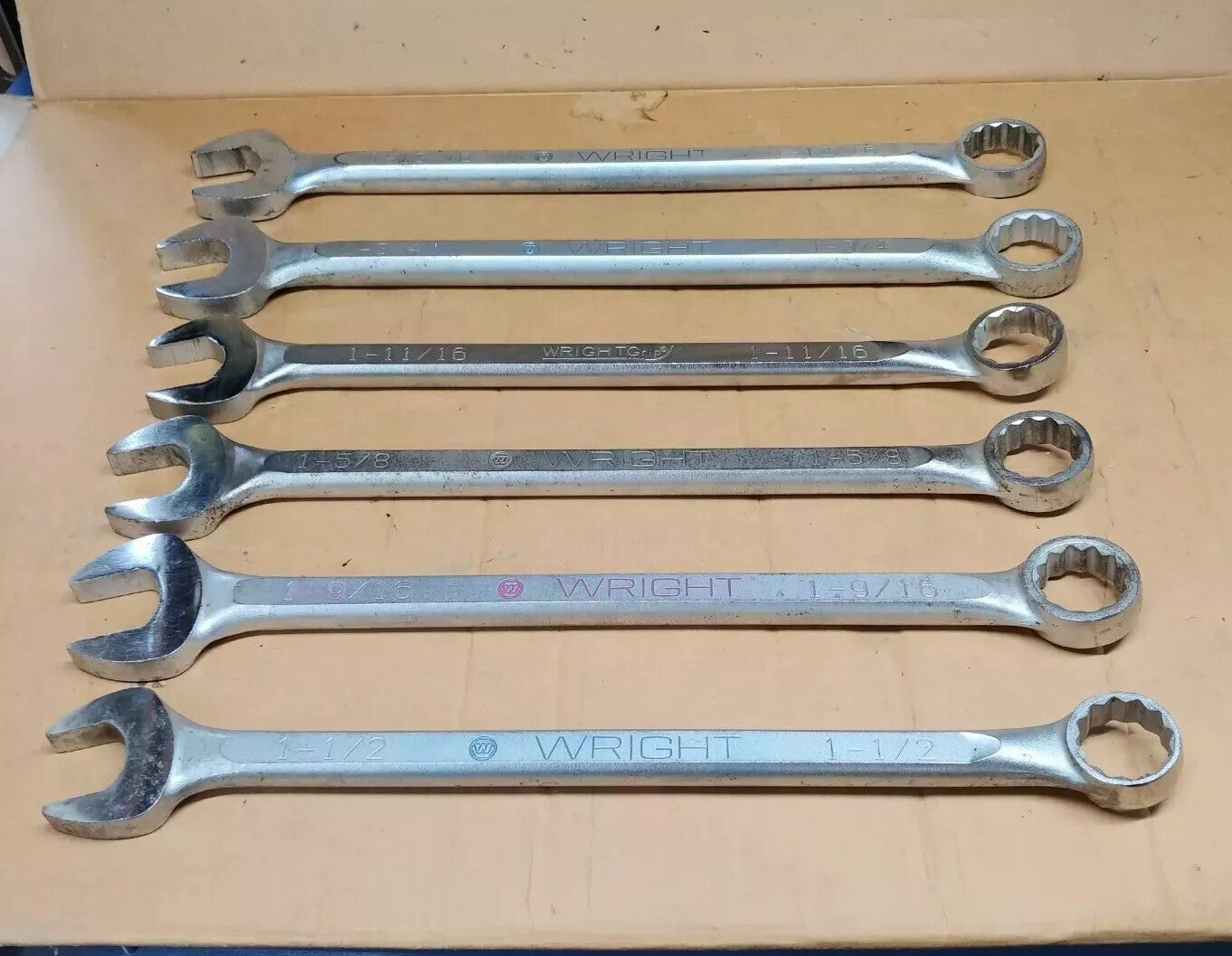 Wright Tool Combination Wrench 6 PC Shop Set 1-1/2 To 1-13/16 in. WrightGrip USA