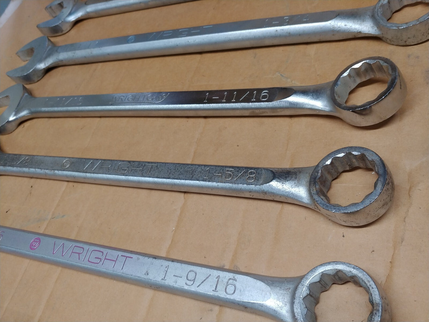 Wright Tool Combination Wrench 6 PC Shop Set 1-1/2 To 1-13/16 in. WrightGrip USA