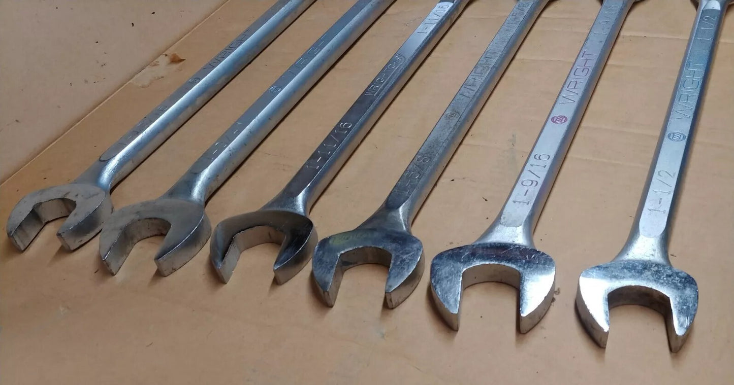 Wright Tool Combination Wrench 6 PC Shop Set 1-1/2 To 1-13/16 in. WrightGrip USA