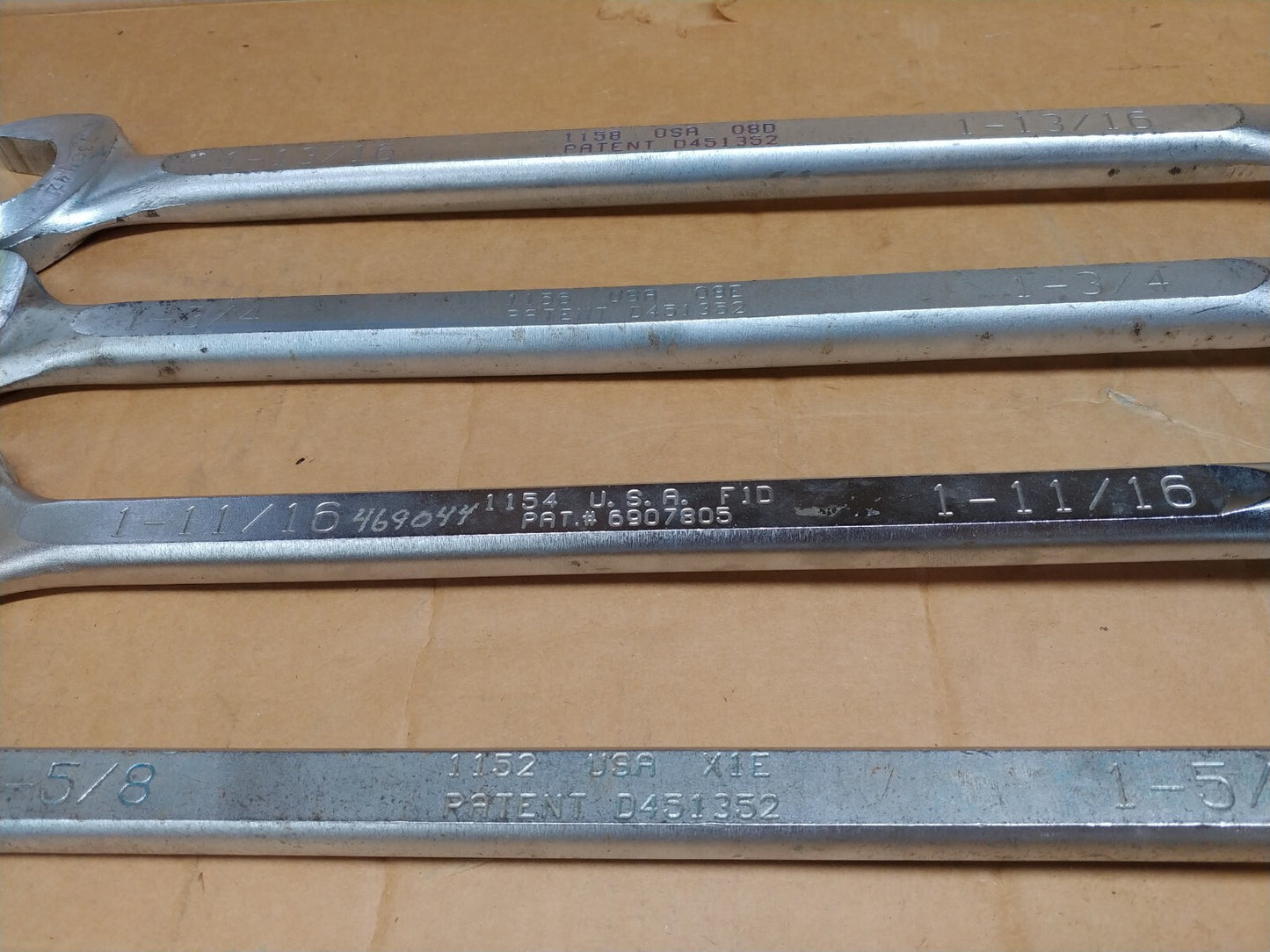 Wright Tool Combination Wrench 6 PC Shop Set 1-1/2 To 1-13/16 in. WrightGrip USA