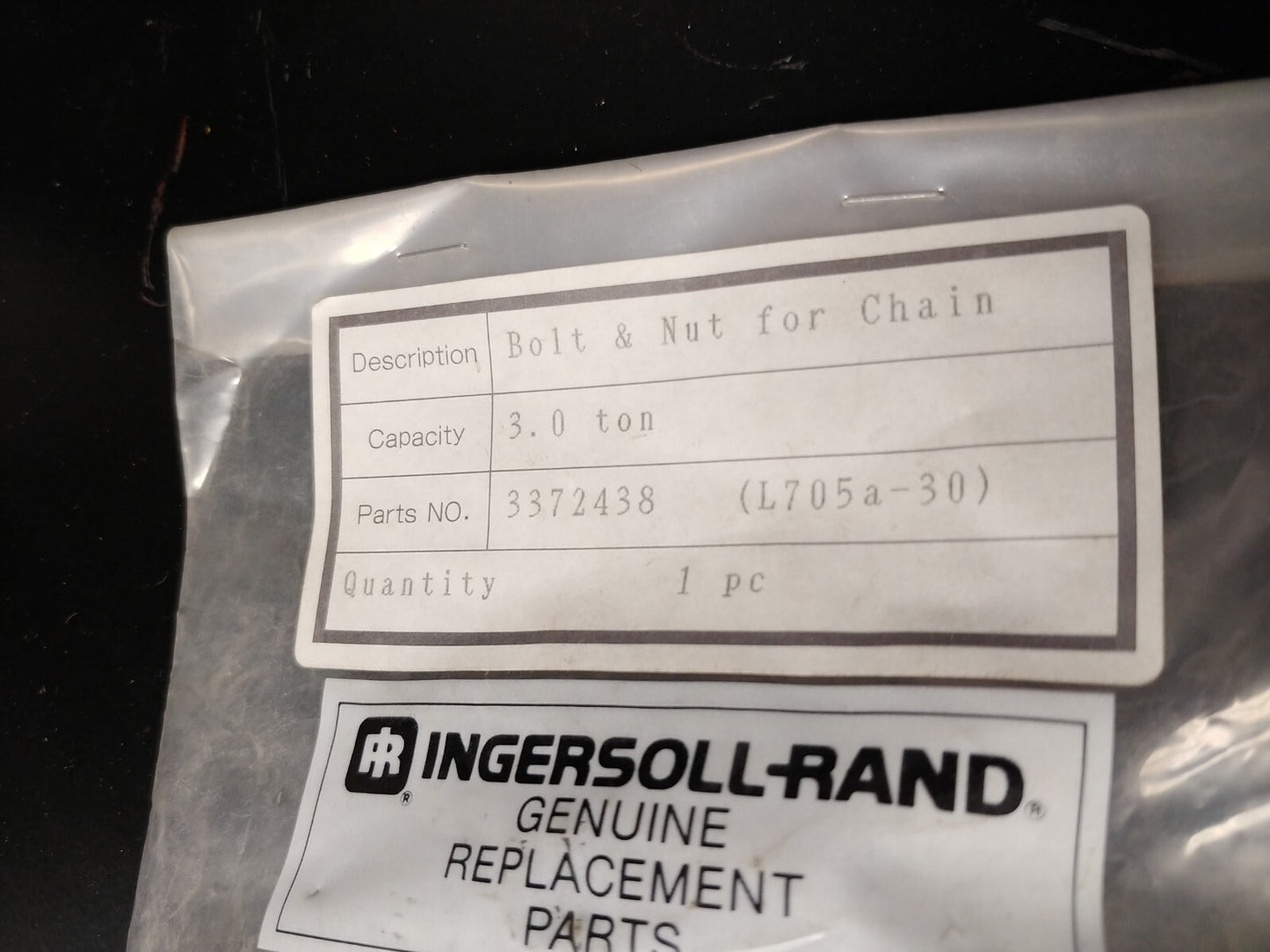 Ingersoll Rand 3372438 Bolt and Nut For Chain 3 Ton LV / L5H Lever Hoists