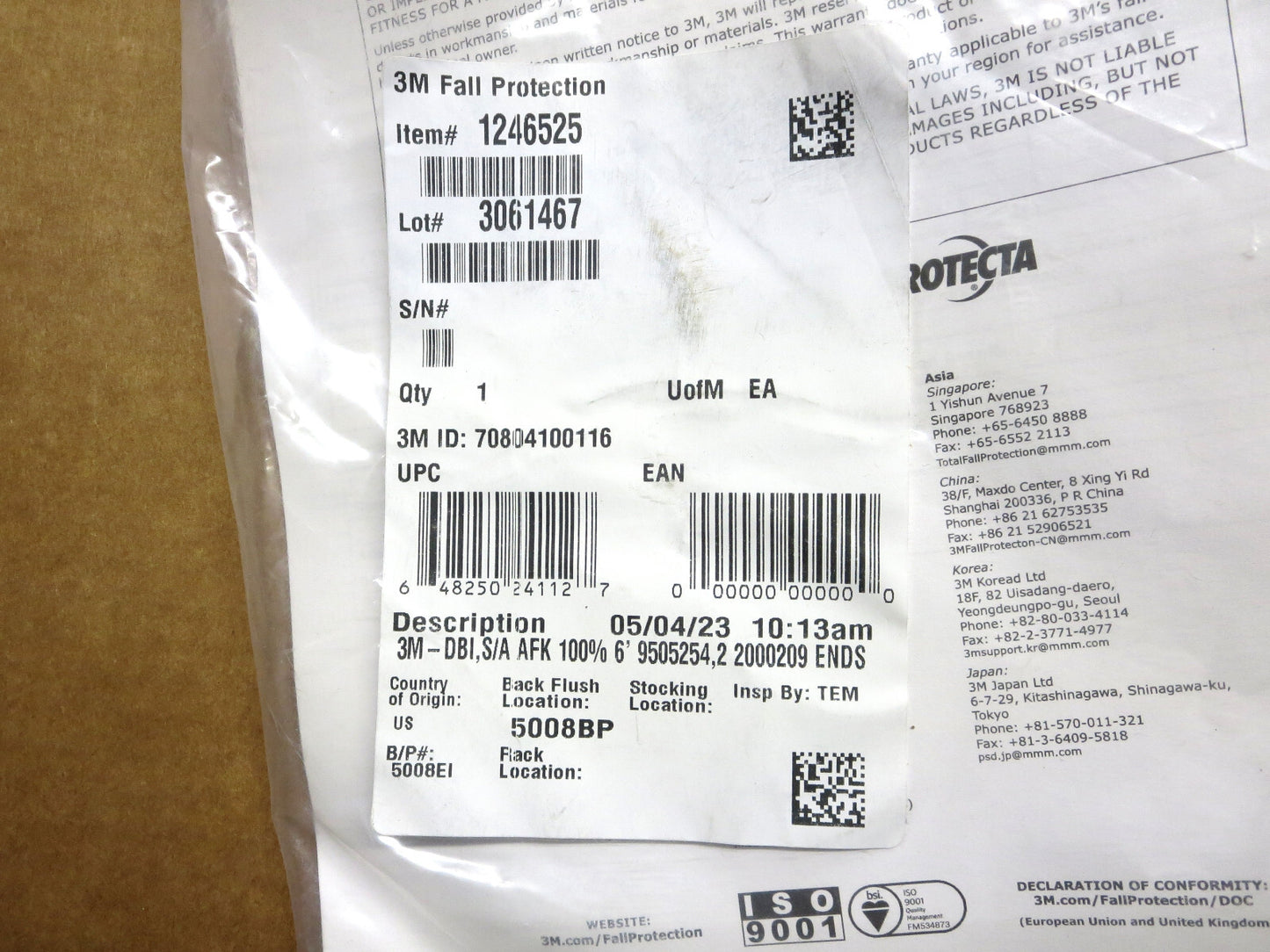 New 3M DBI SALA 1246525 Shockwave Arc Flash 100% Tie-Off Shock-Absorbing Lanyard