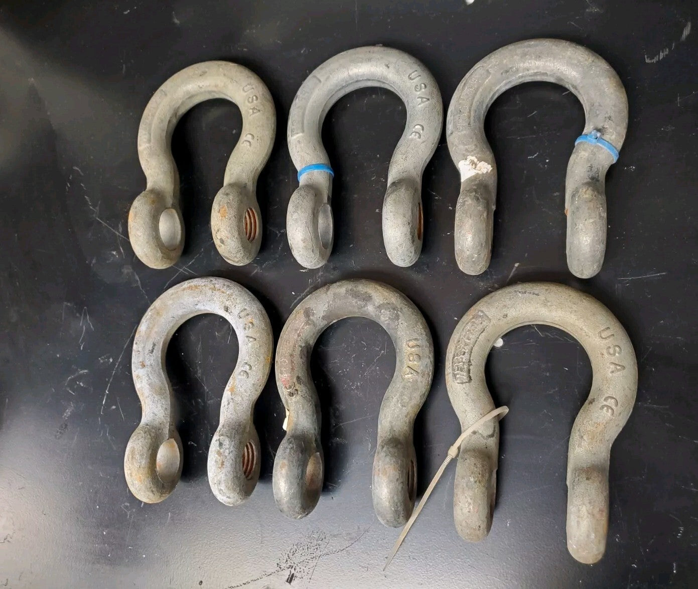 Lot of 6 ea. Crosby 7/8" (No Pins) Anchor Shackles 6-1/2 Ton G-209 USA