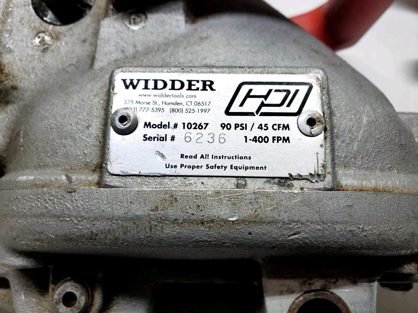 Widder 10267 Pneumatic Hacksaw w/ Widder 20257 Large Pipe Clamp & Air Hose