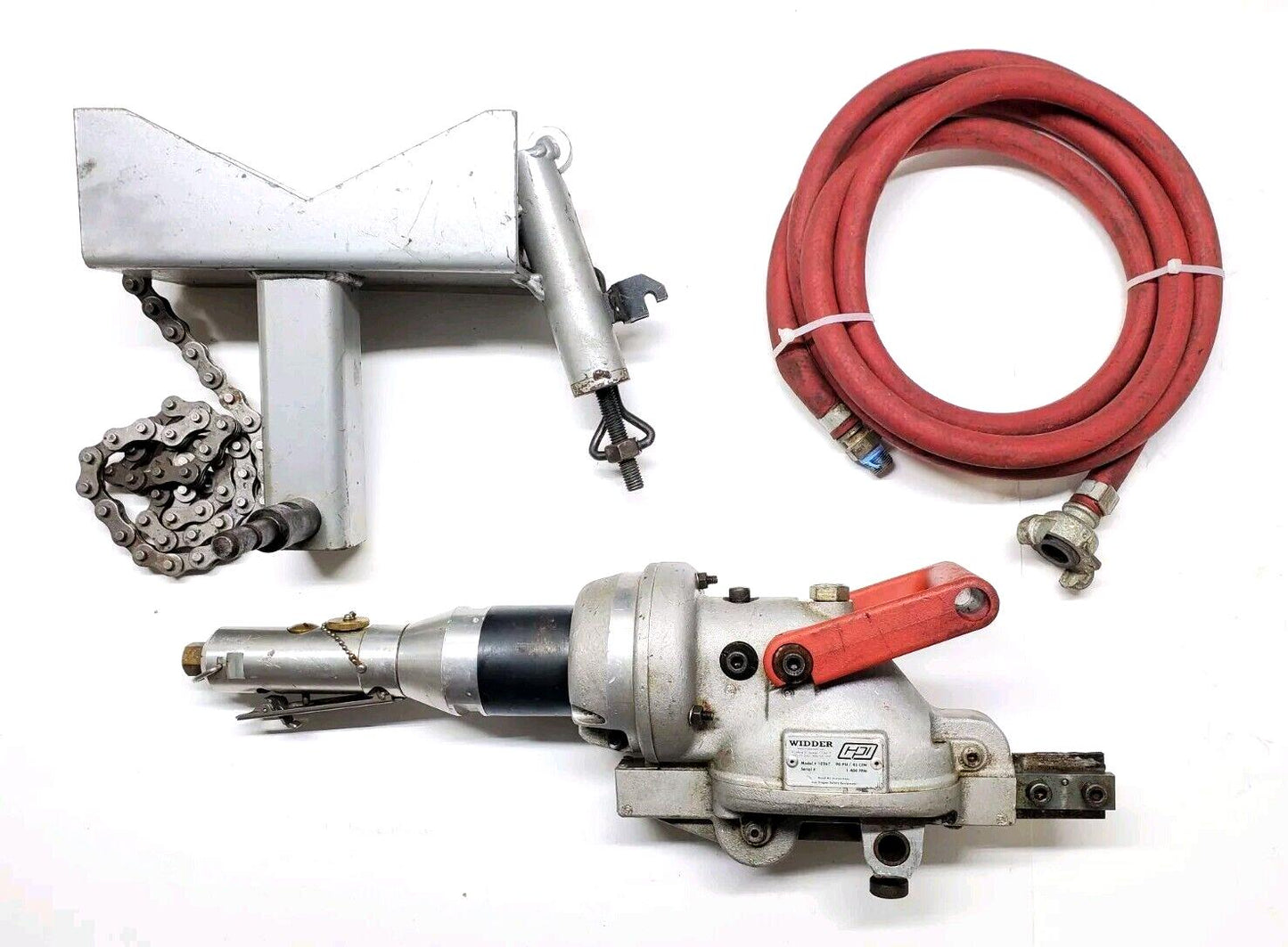 Widder 10267 Pneumatic Hacksaw w/ Widder 20257 Large Pipe Clamp & Air Hose