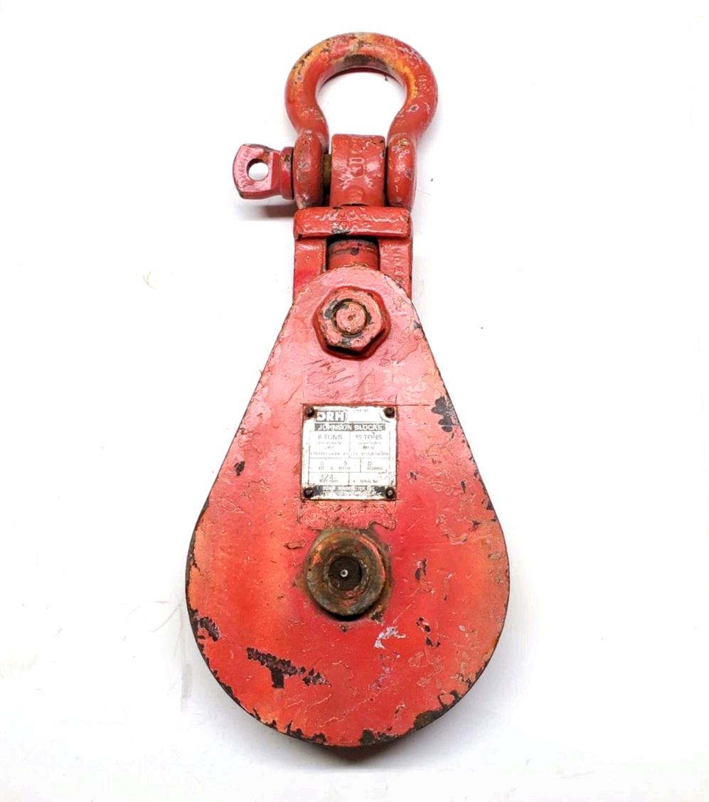 DRH Johnson Blocks 8 ton Snatch Block 8 in. Crosby Shackle Top. Made In USA