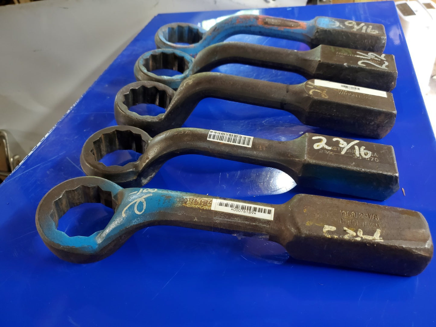 Lot Of 5 Wright & Armstrong Offset Striking Wrenches 2-1/8 to 2-9/16 USA