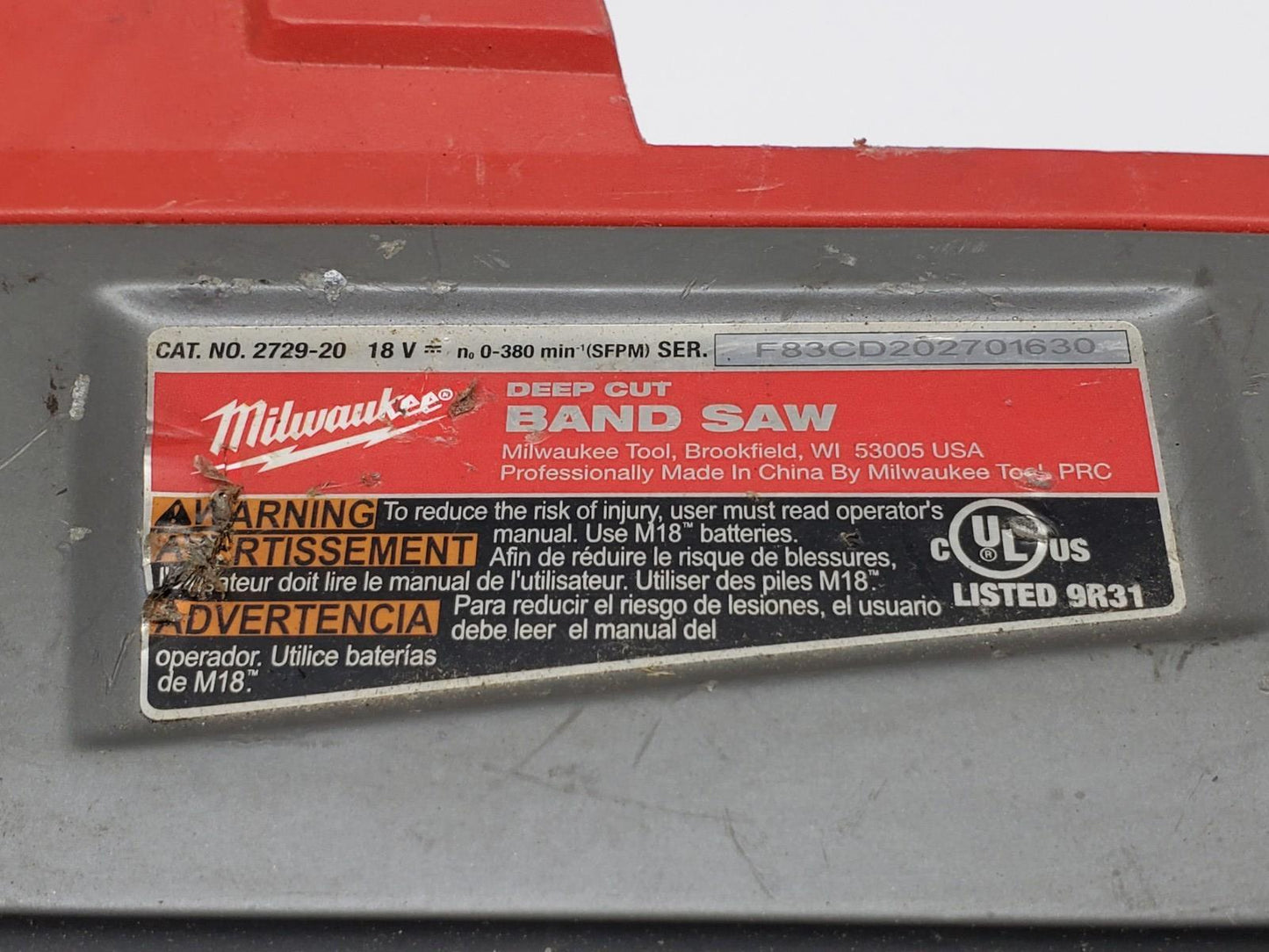 Milwaukee 2729-20 Portable Band Saw w/ New Pulleys M18 18v SN F83CD202701630