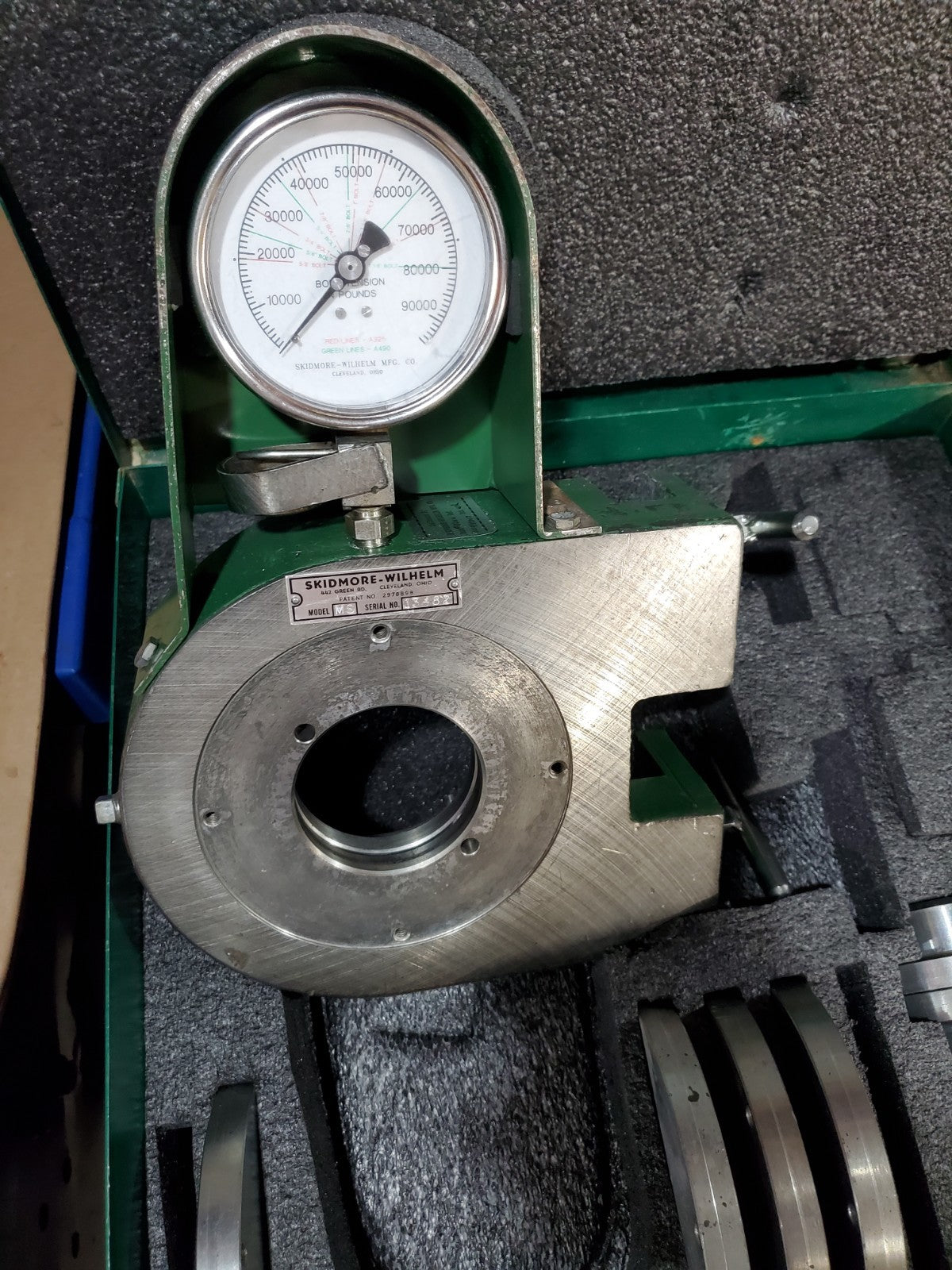 Skidmore MS Bolt Tension Calibrator 5/8, 3/4, 7/8, 1" Bushing & Plate Sets
