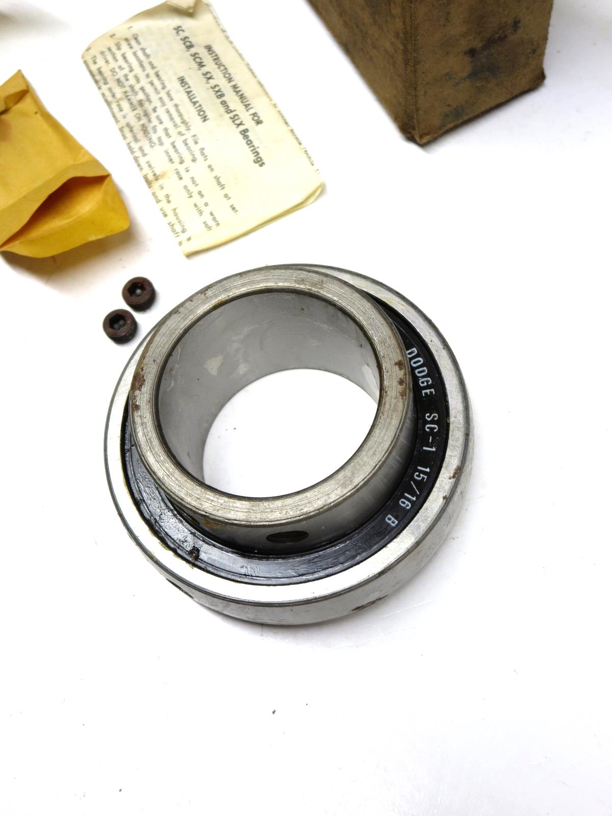 Dodge 123275 1-15/16 Shaft Ball Bearing Insert NOS w/ Box, Manual, Set Screws SC