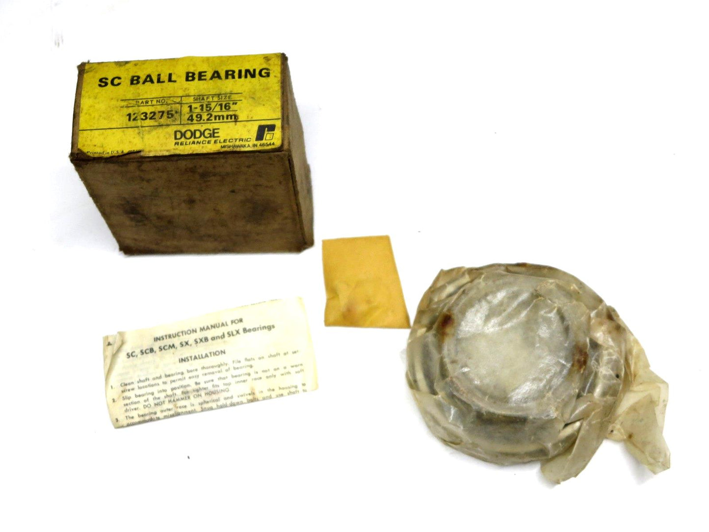 Dodge 123275 1-15/16 Shaft Ball Bearing Insert NOS w/ Box, Manual, Set Screws SC