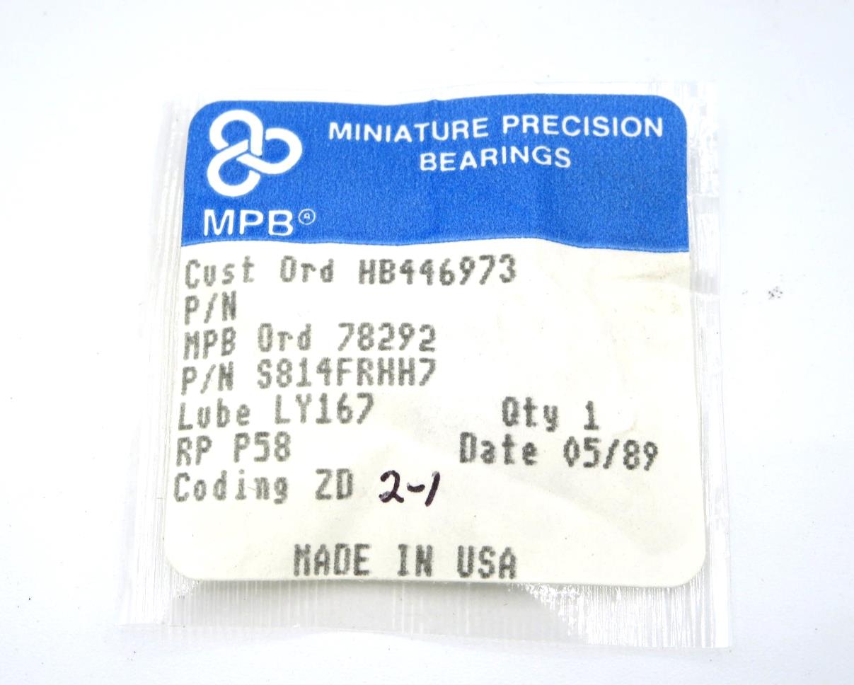 Hard to Find MPB Bearing SFR188 Mini S814FRHH7 1/4 x 1/2 x 1/8" MADE IN USA