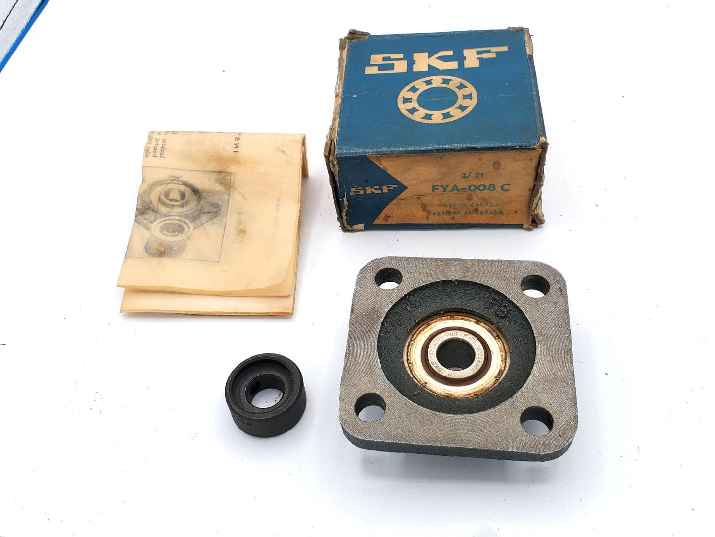 FYA008C SKF 4 Bolt Flange Bearing FYA 008 C w/ Collar & Instructions F4B 201-TF
