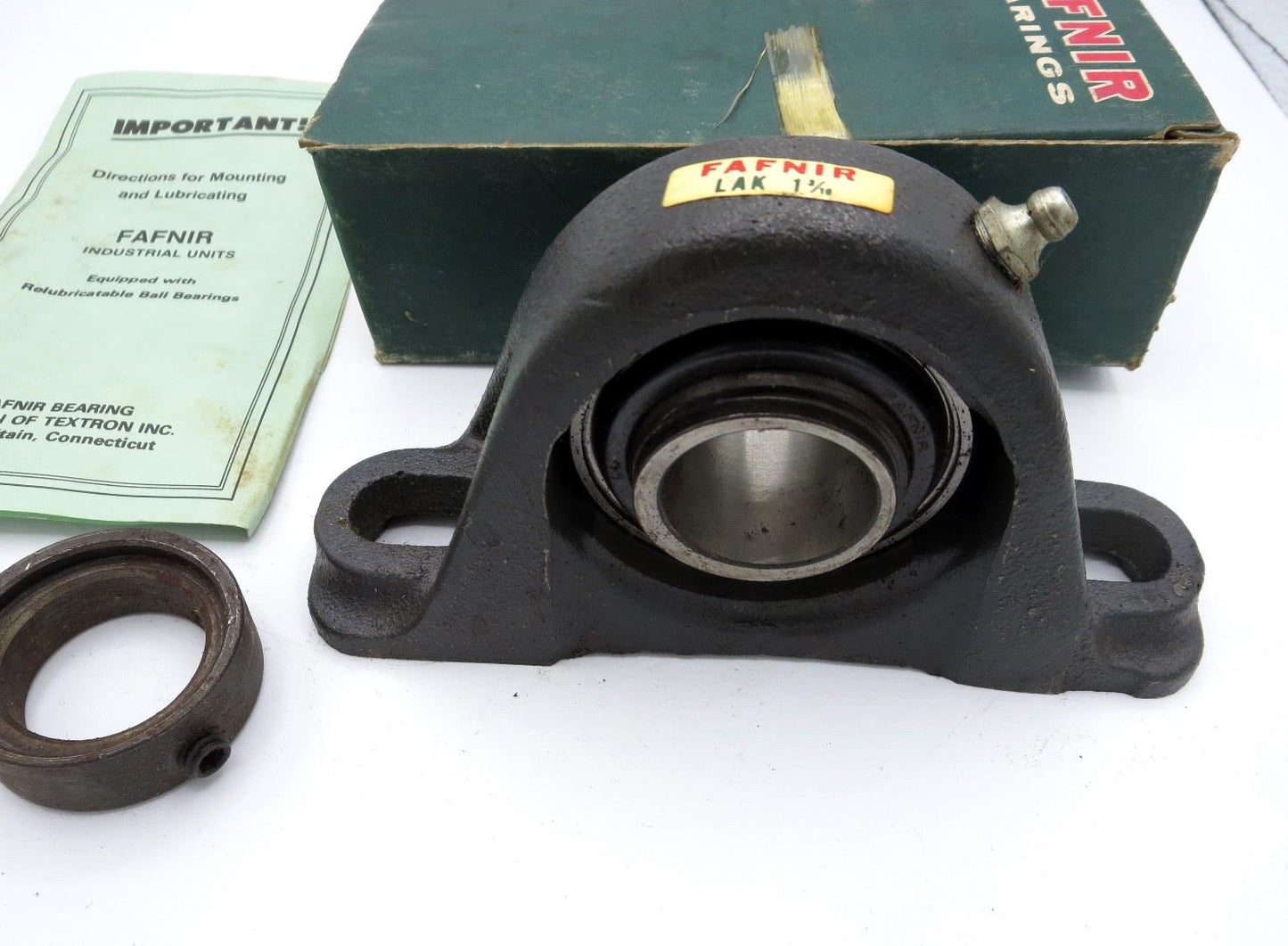 TIMKEN FAFNIR LAK 1-3/16" PILLOW BLOCK BEARING NOS W/ ORIGINAL BOX & MANUAL