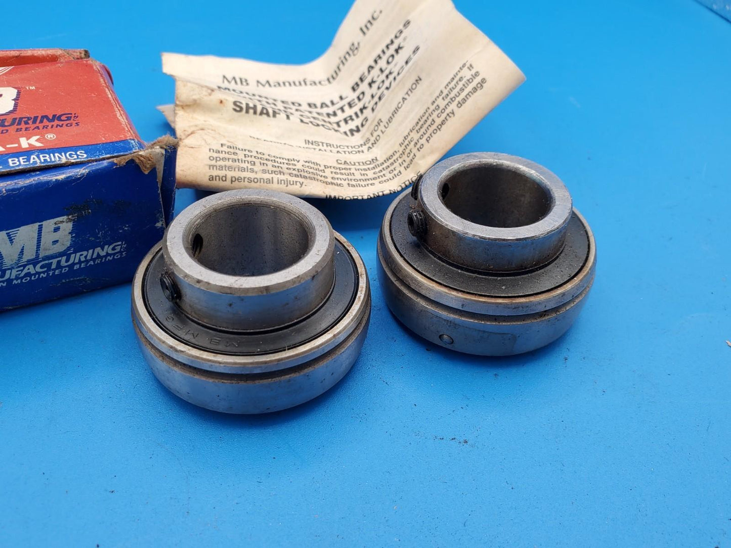 LOT OF 2 pcs MB Manufacturing MB-25-15/16 Mounted Ball Bearing Insert 3797901