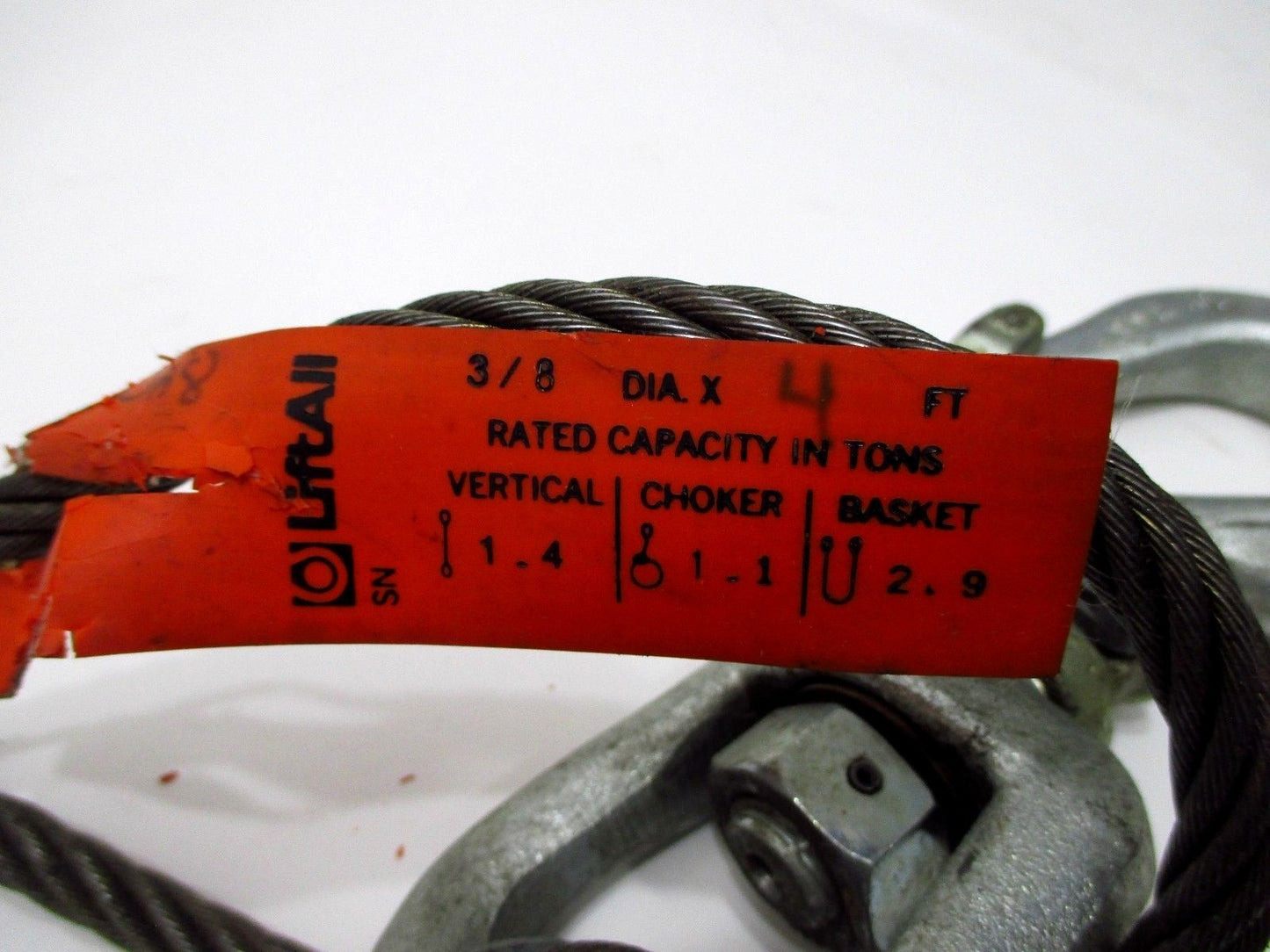 LIFTALL Sling 3/8 in. x 4 FT 6 x 19 Crosby Rollox BL5A-2.3T BL-5A Hook USA