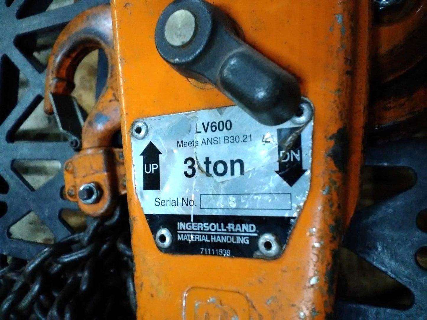 Ingersoll Rand LV600 3-Ton Lever Chain Hoist 20 FT Lift Classic LV-600-20