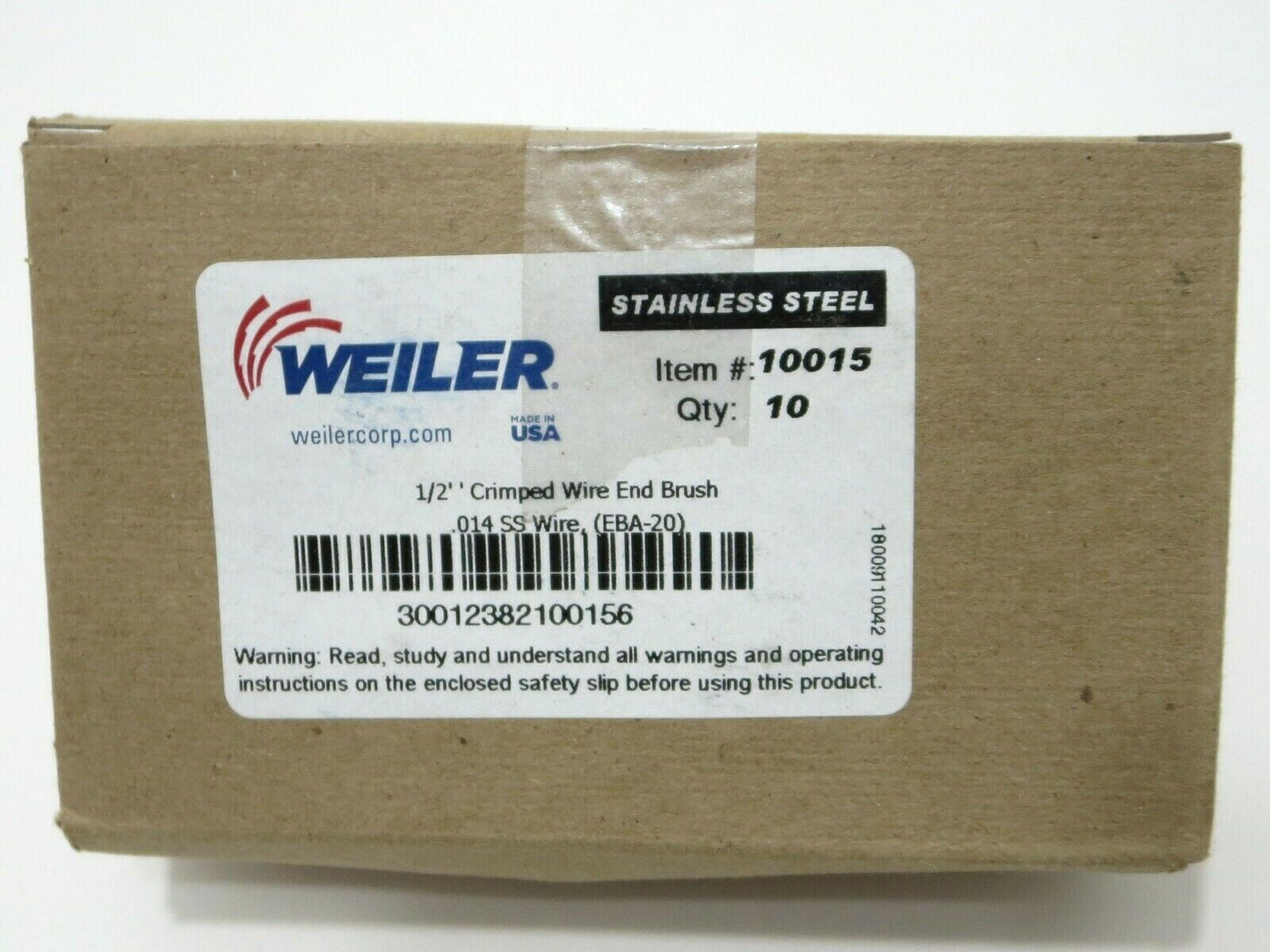 WEILER 10015 1/2 in. Crimped Wire End Brush Stainless Steel .014 SS 10-Pack USA