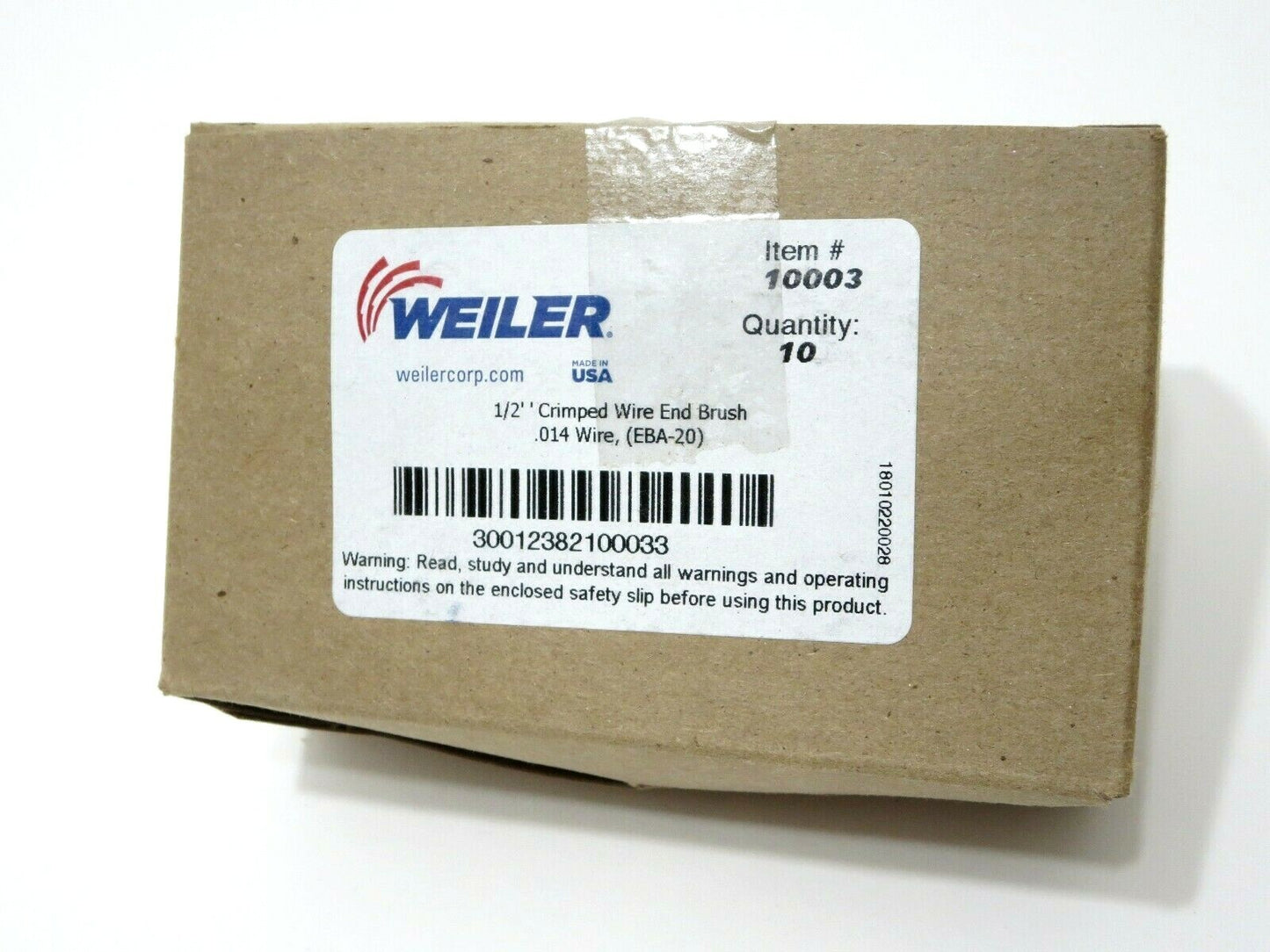 WEILER 10003 1/2 in. Crimped Wire End Brush Steel .014 10-Pack 25,000 RPM USA