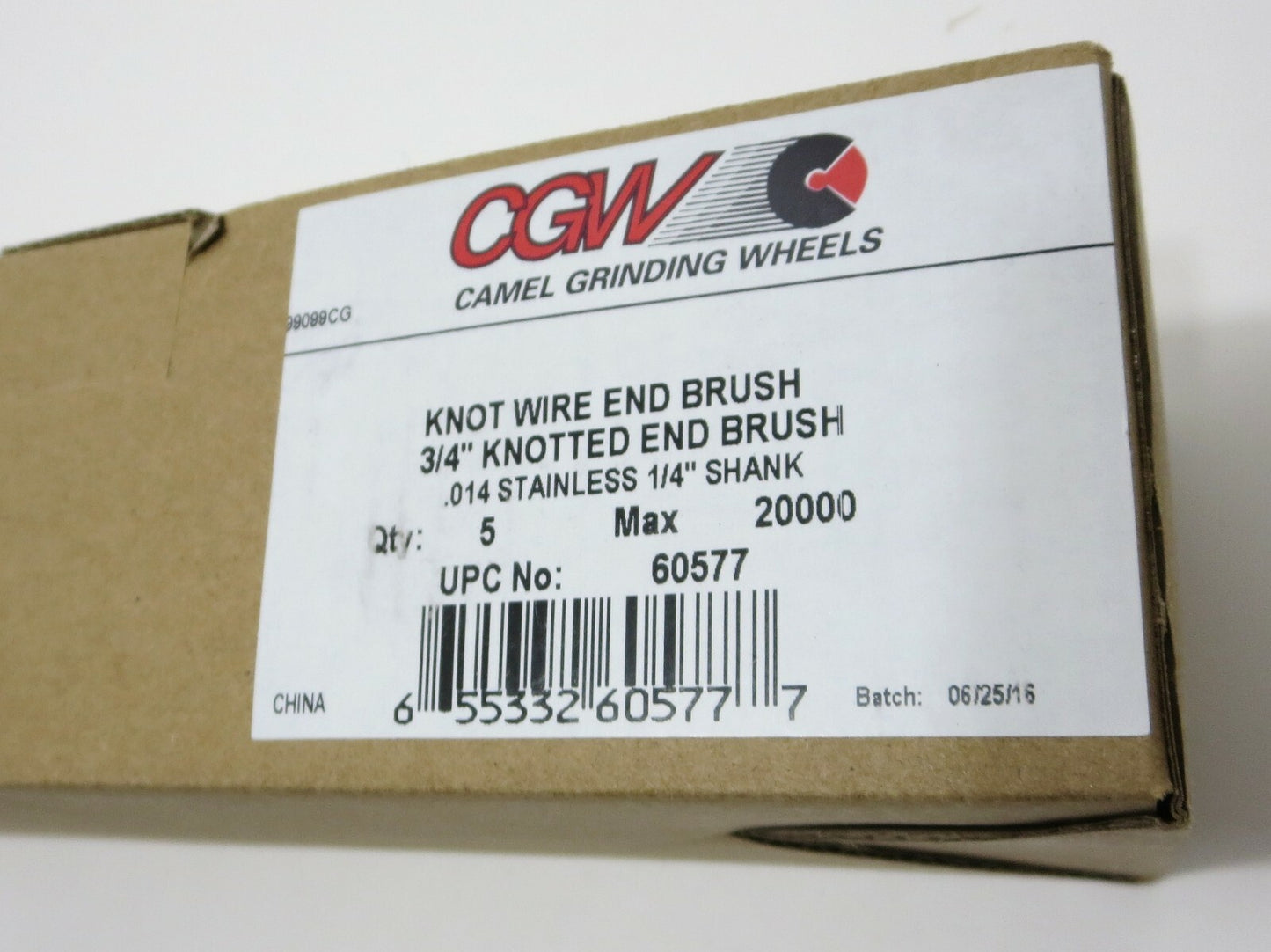 CGW 60577 3/4 KNOTTED END BRUSH .014 STAINLESS 1/4 SHANK BOX OF 5 Camel Grinding