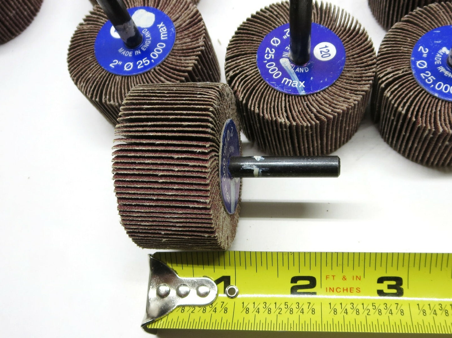 LOT OF 50 ea. 2 x 1 in. Flap Wheels 80 / 120 Grit Garryson G10024 / G10025