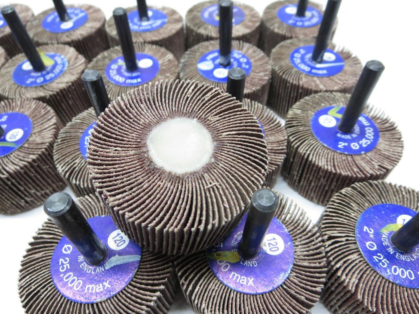 LOT OF 50 ea. 2 x 1 in. Flap Wheels 80 / 120 Grit Garryson G10024 / G10025